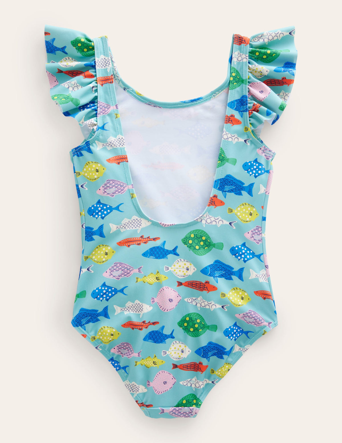 Flutter Sleeve Swimsuit-Aqua Sea Multi Fish - Image 2
