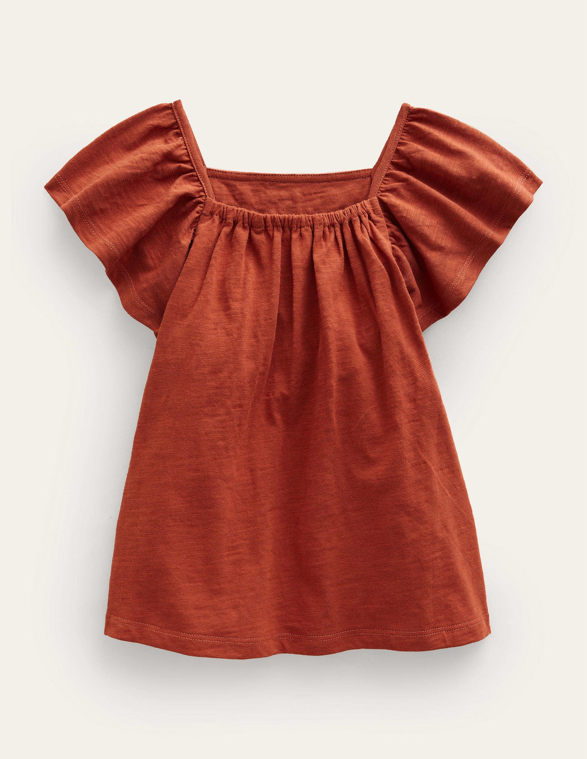 Embroidered Jersey Top-Roasted Chestnut Brown-2