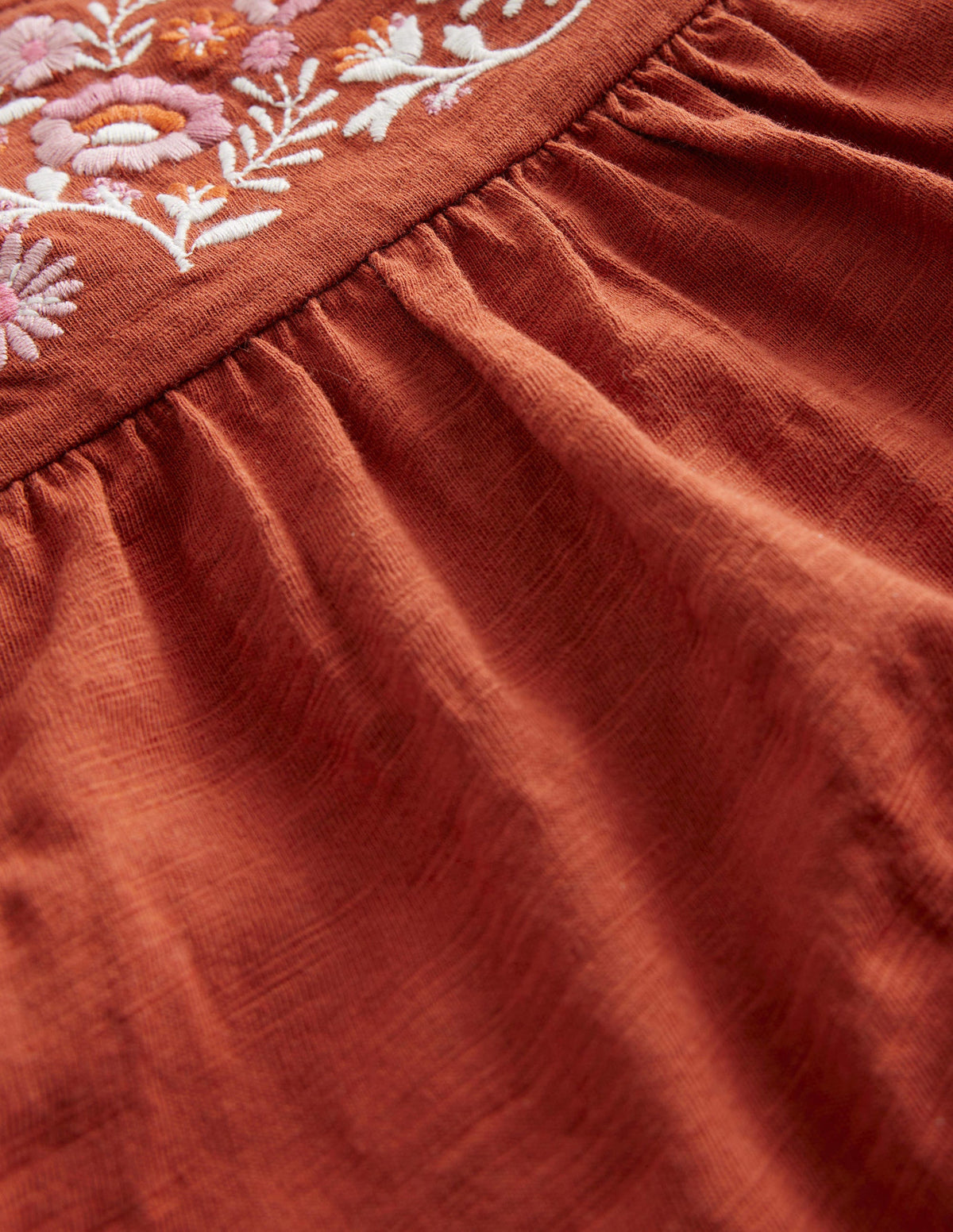 Embroidered Jersey Top-Roasted Chestnut Brown - Image 3