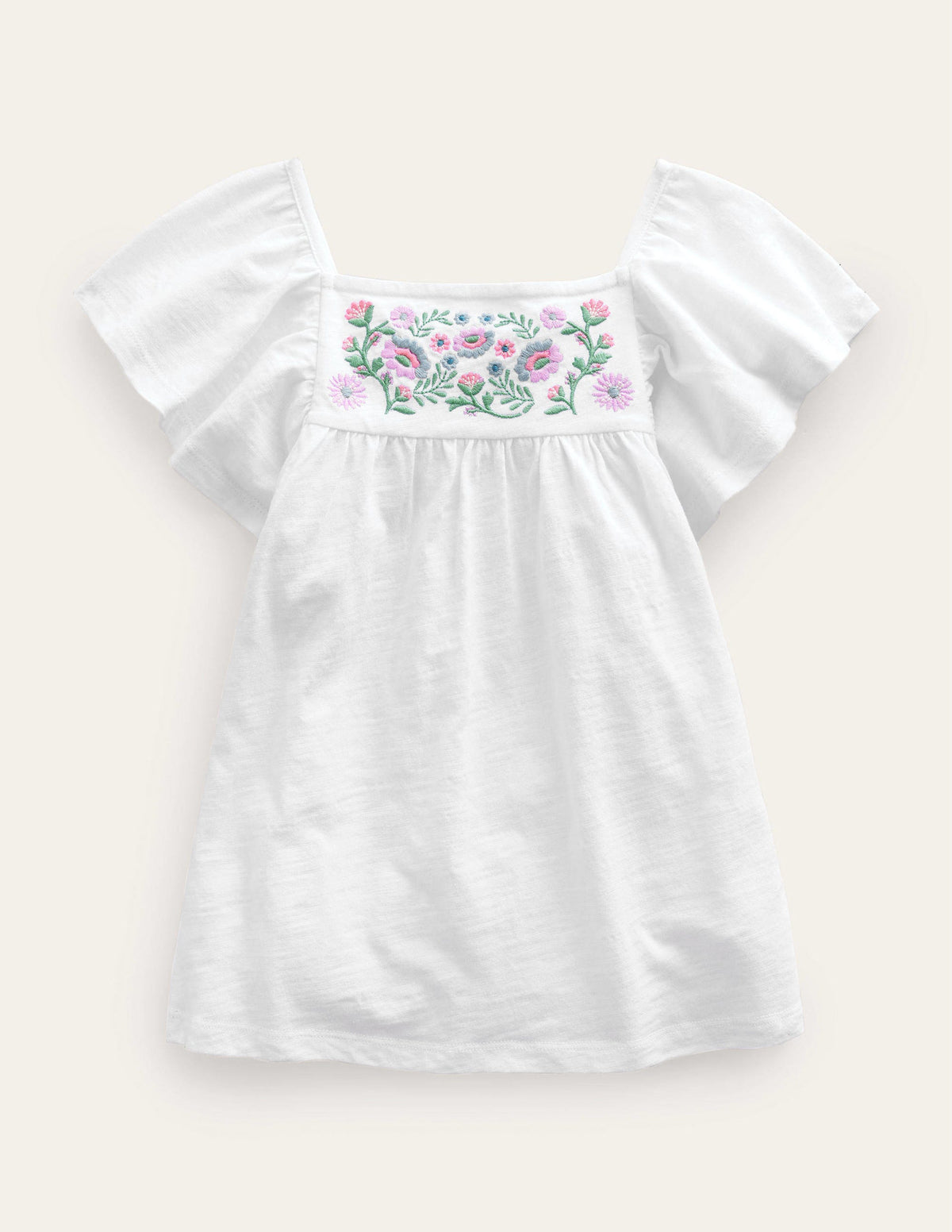Embroidered Jersey Top-White-1