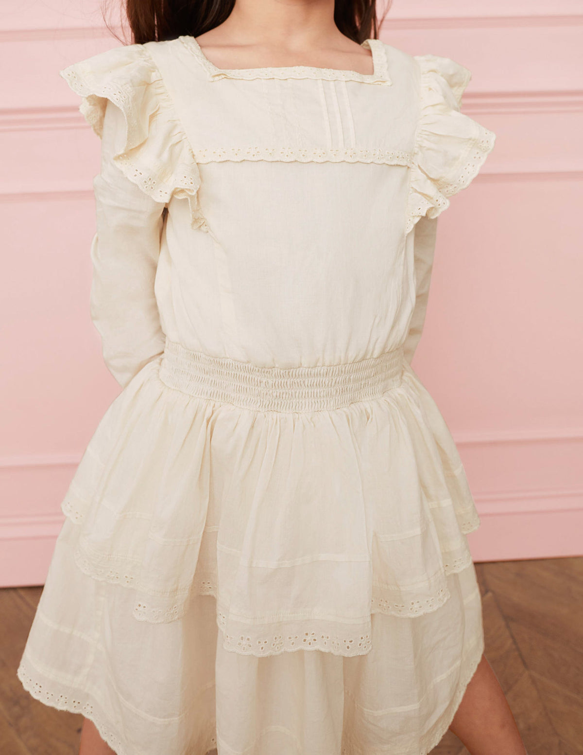 Woven Lace Dress-Ivory-5