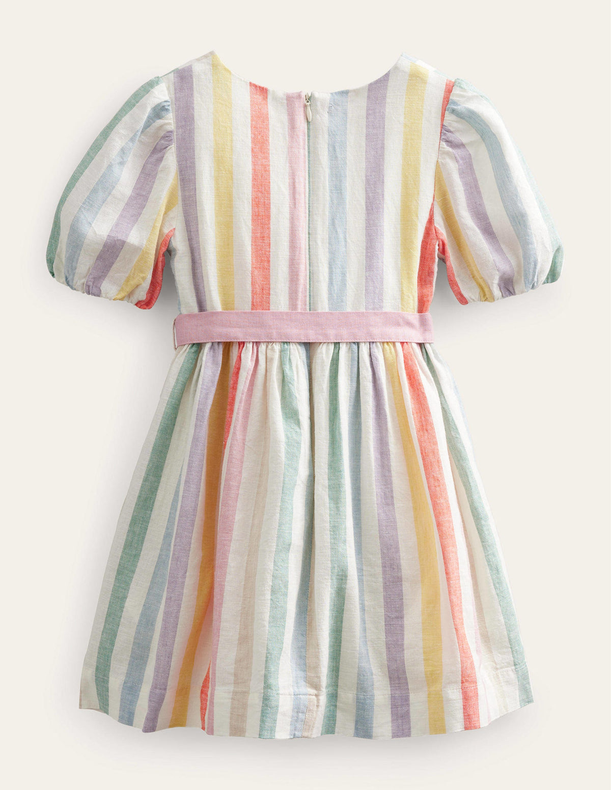 Cotton Linen Vintage Dress-Buttercup and Csarite Rainbow - Image 2
