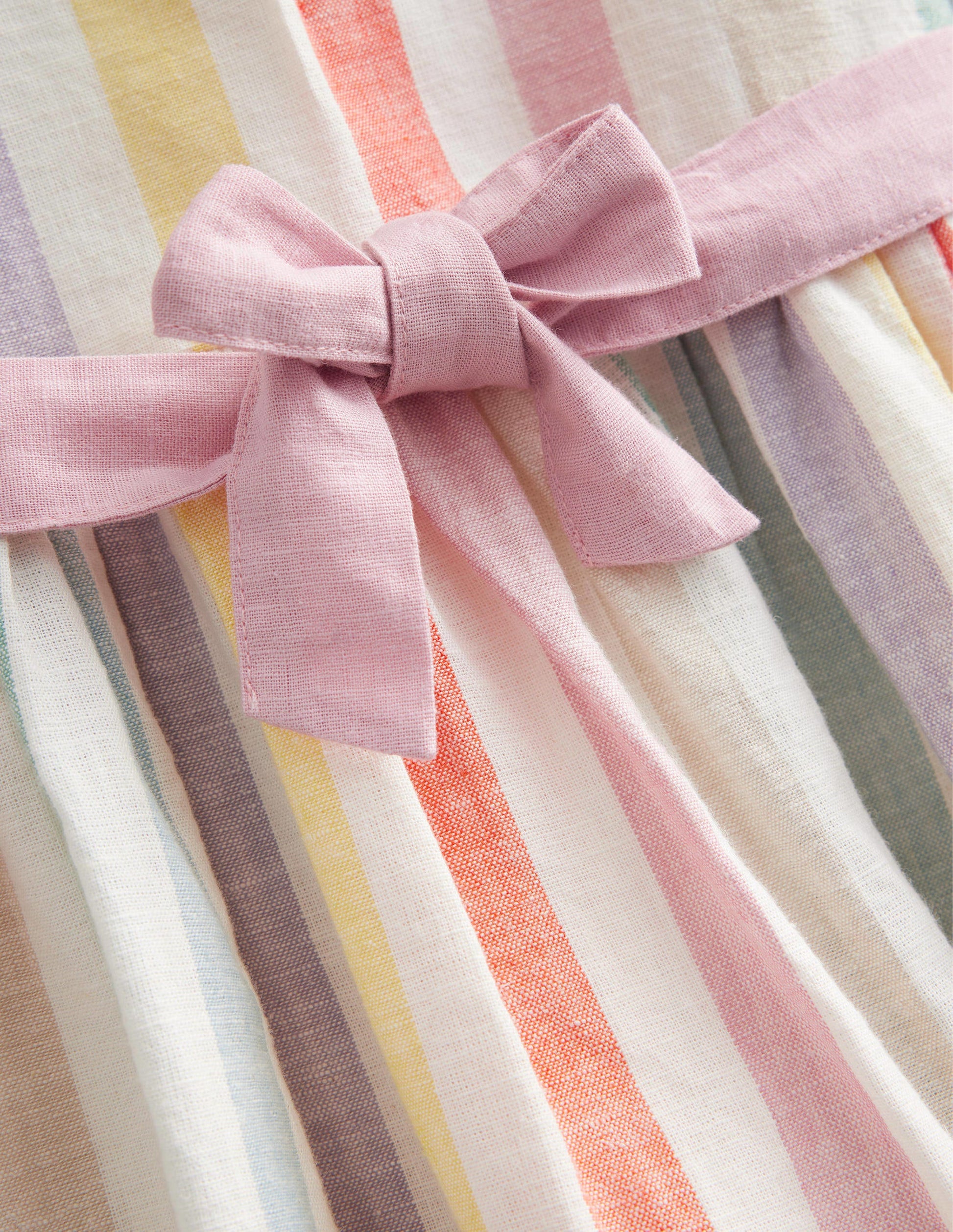 Cotton Linen Vintage Dress-Buttercup and Csarite Rainbow-3