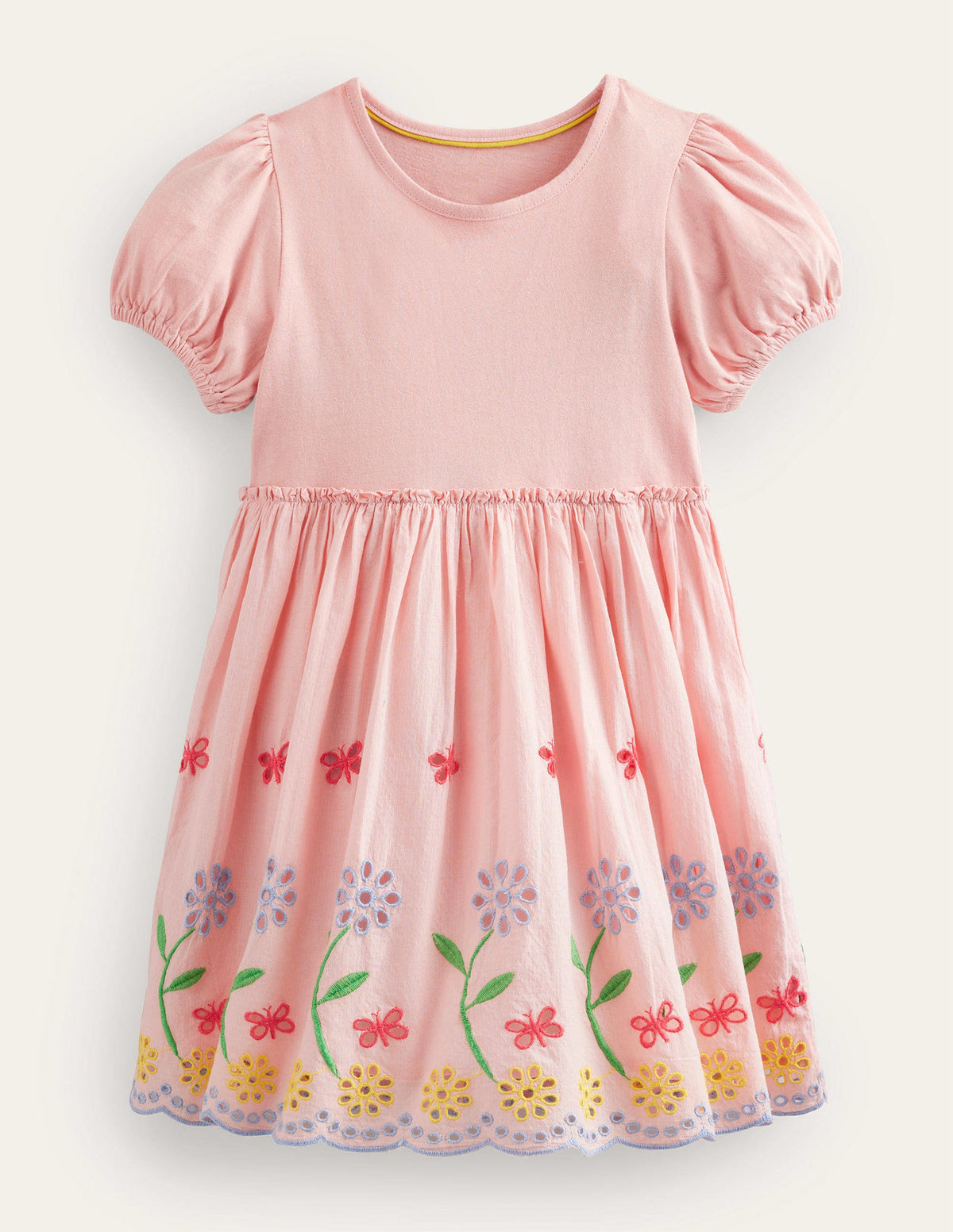 Broderie Twirly Dress-Pale Pink - Image 1