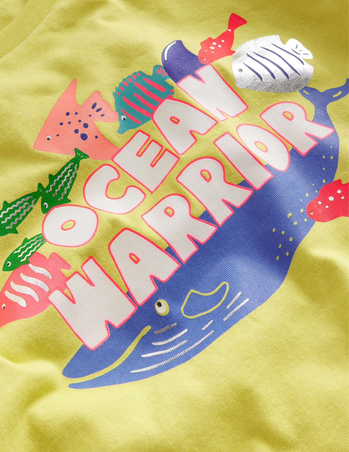 Printed Graphic T-shirt-Yellow Ocean Warrior - Image 3