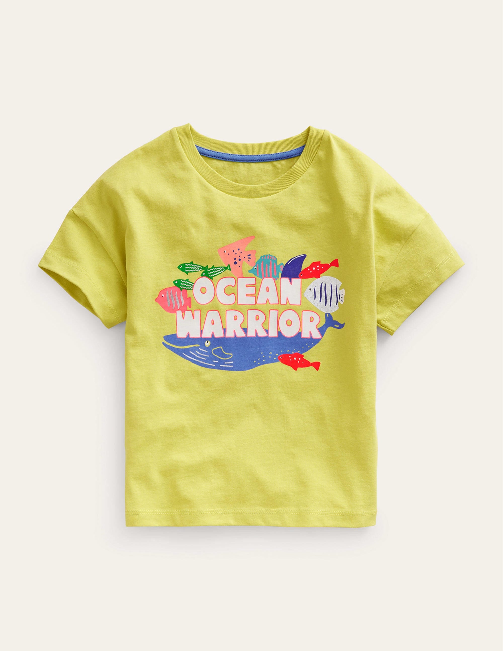 Printed Graphic T-shirt-Yellow Ocean Warrior - Image 1