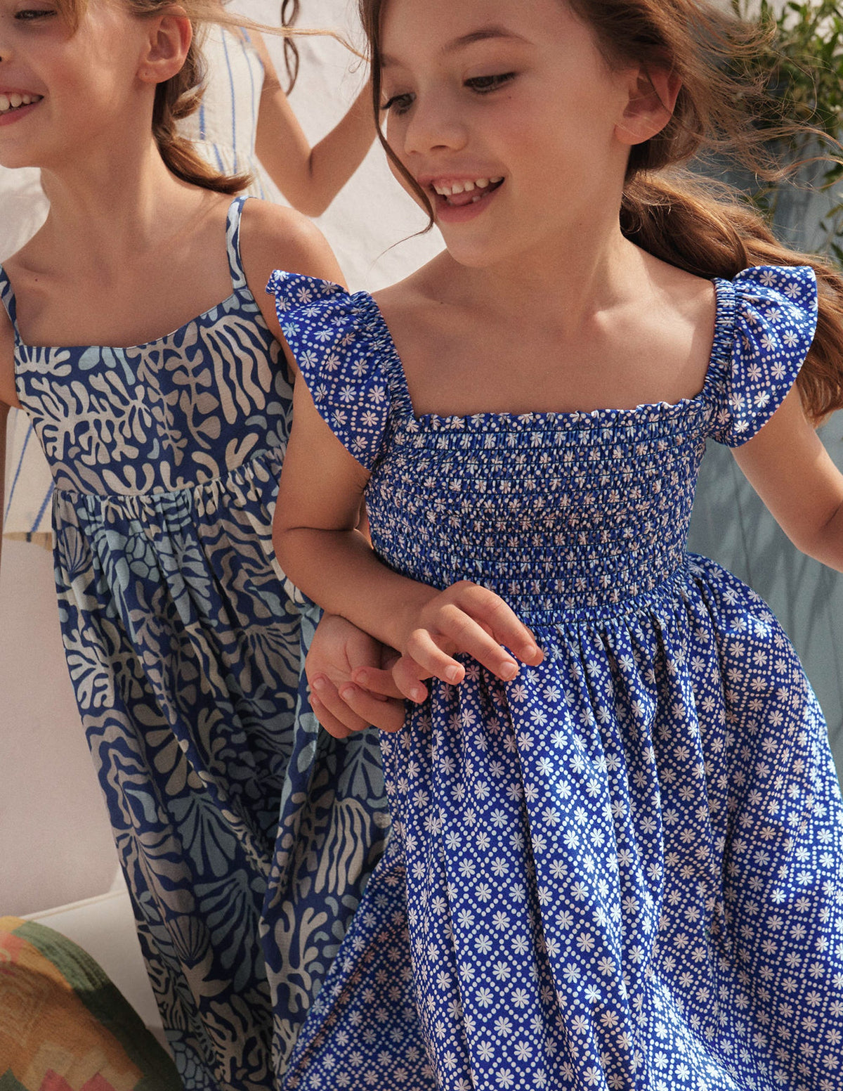 Shirred Jersey Dress-Blue Daisy-4