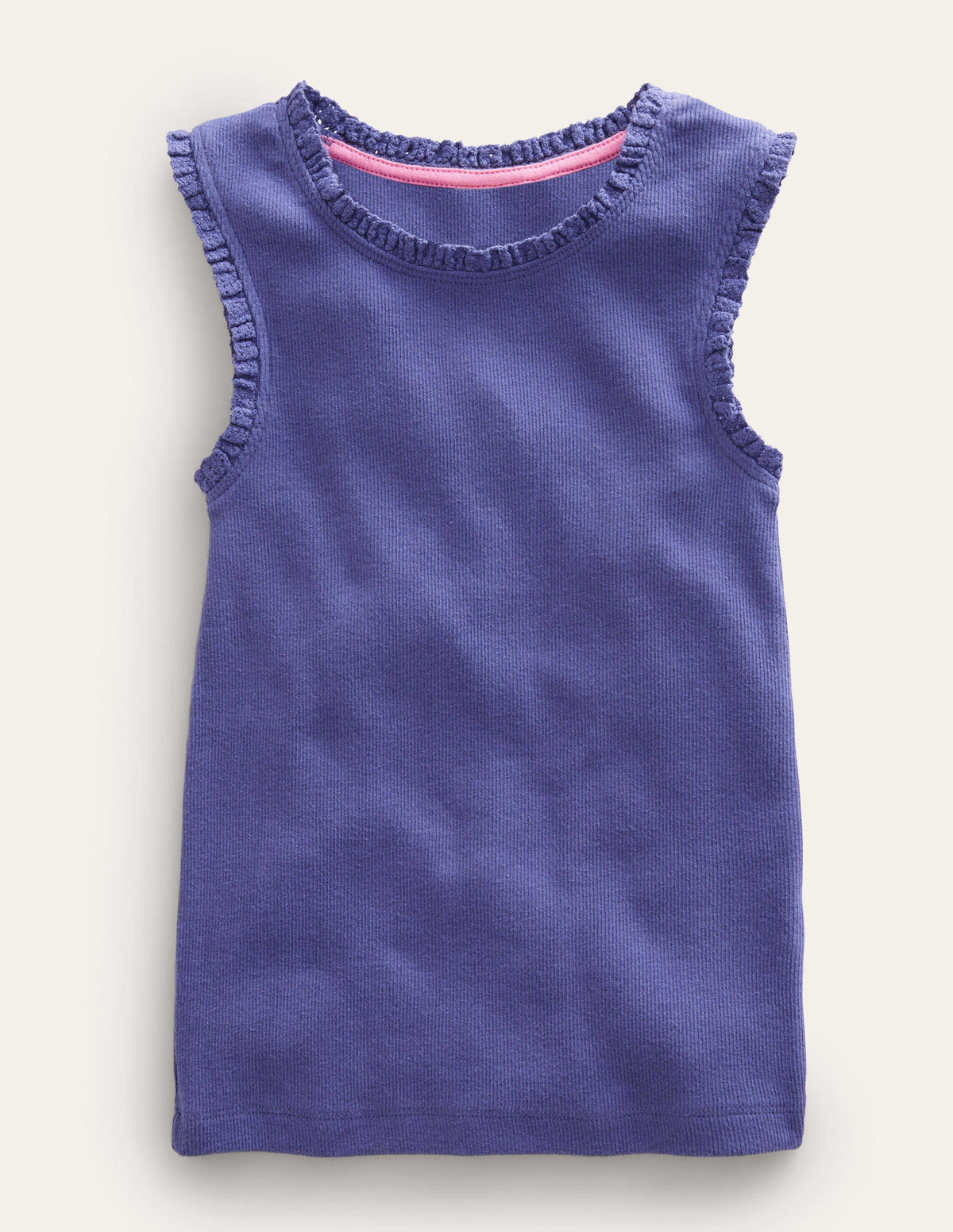 Ribbed Lace Trim Vest-Soft Starboard Blue - Image 1