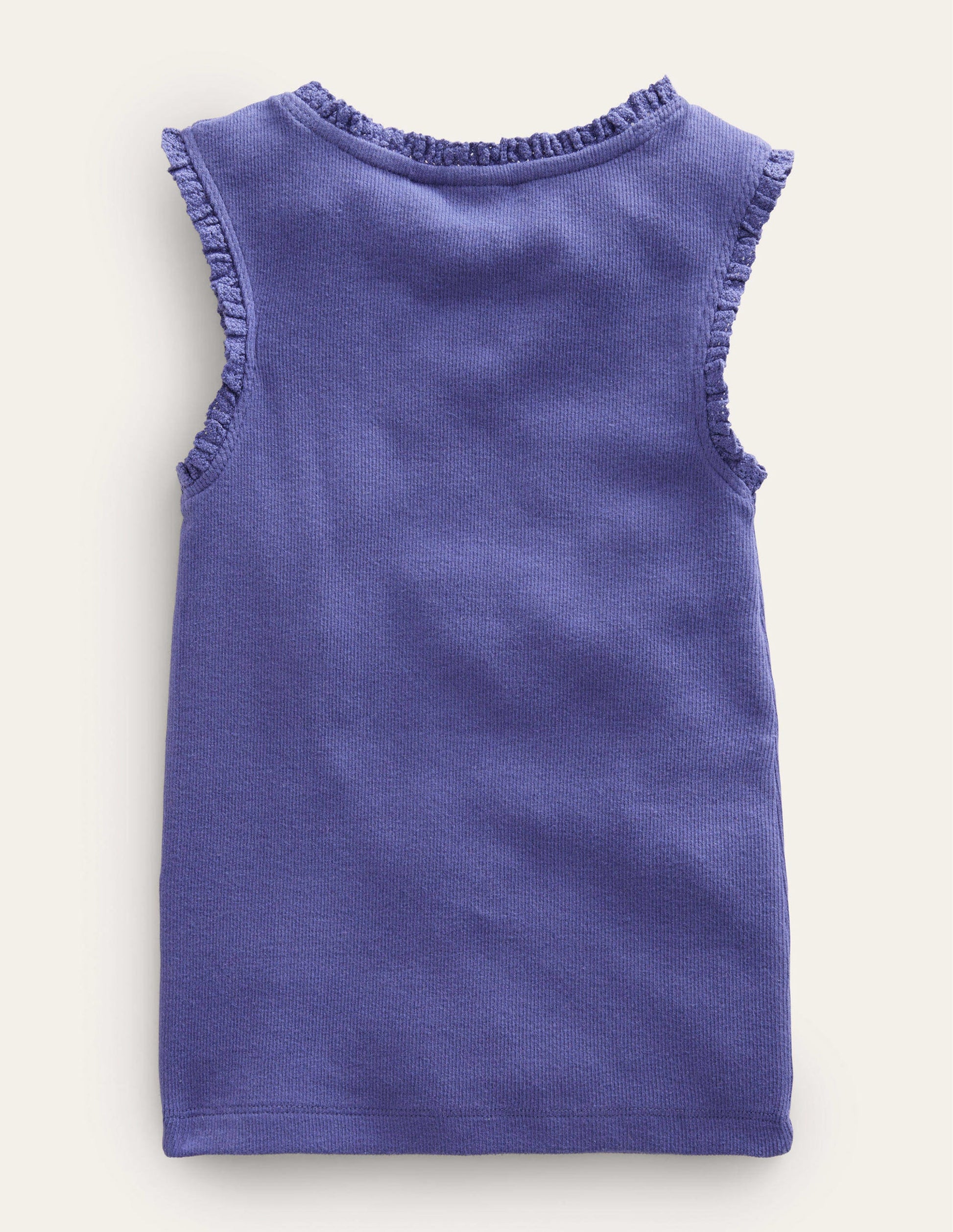 Ribbed Lace Trim Vest-Soft Starboard Blue-2