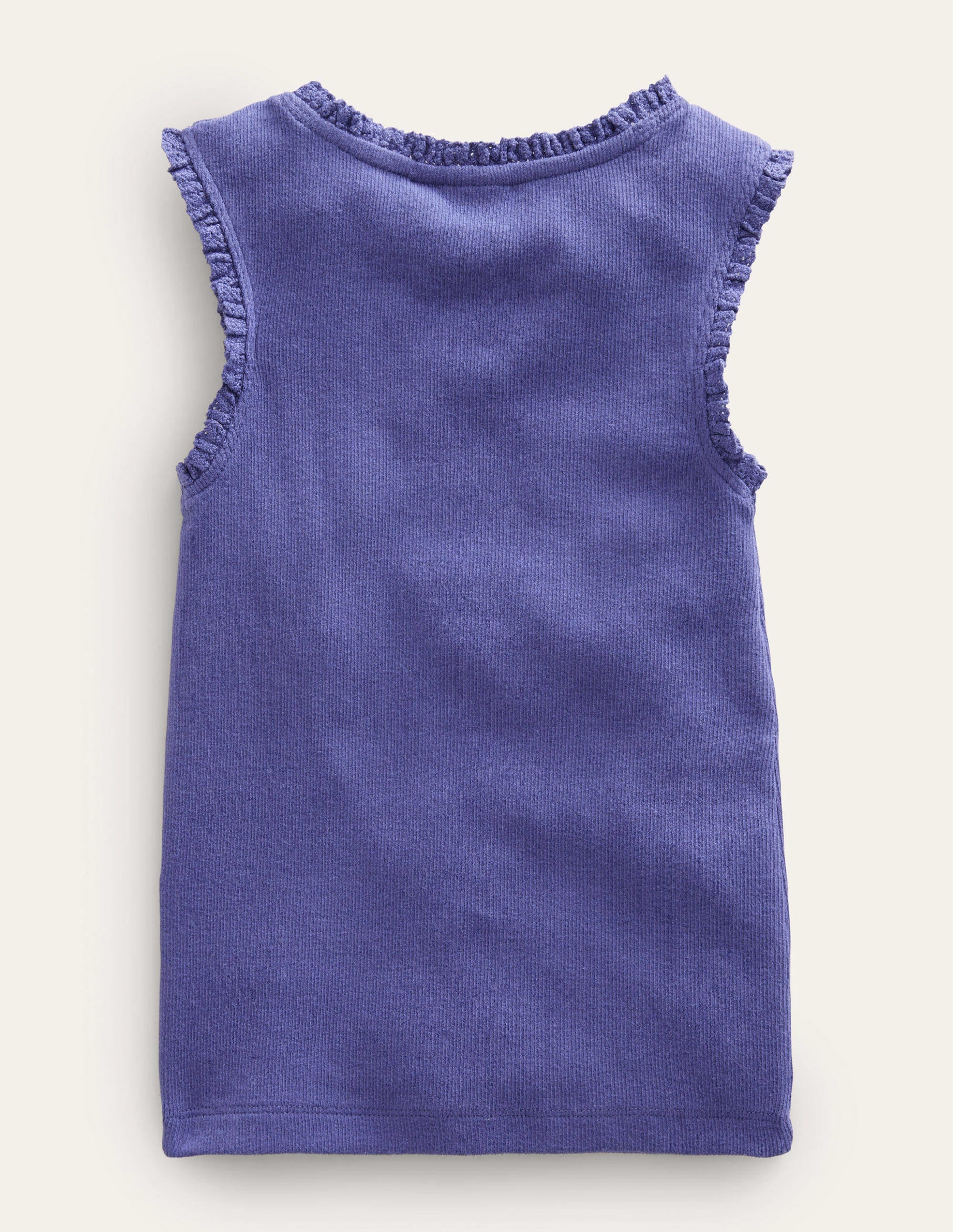 Ribbed Lace Trim Vest-Soft Starboard Blue - Image 2