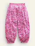 Jersey Harem Pants-Amazing Pink Holiday Floral