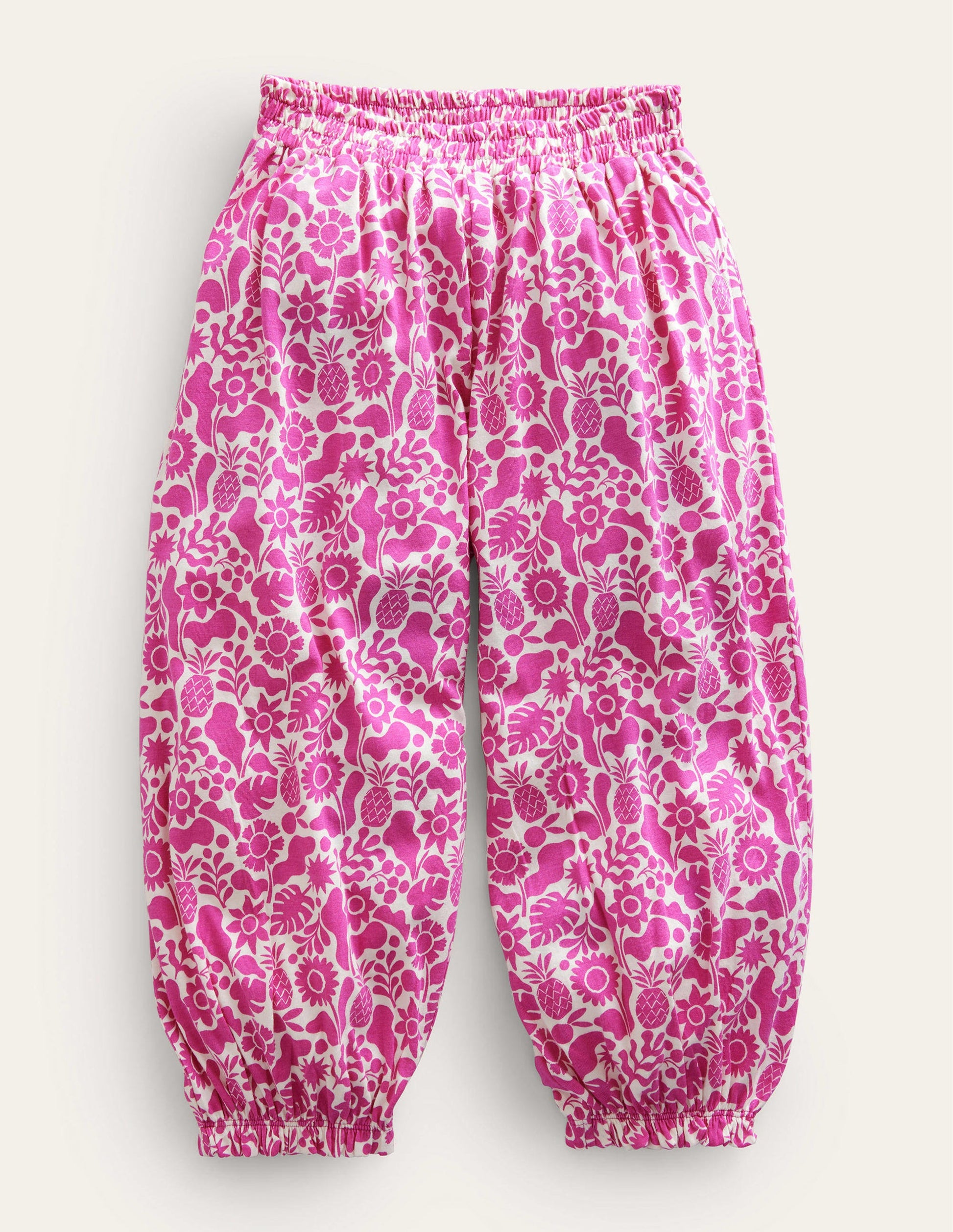 Jersey Harem Pants-Amazing Pink Holiday Floral-1