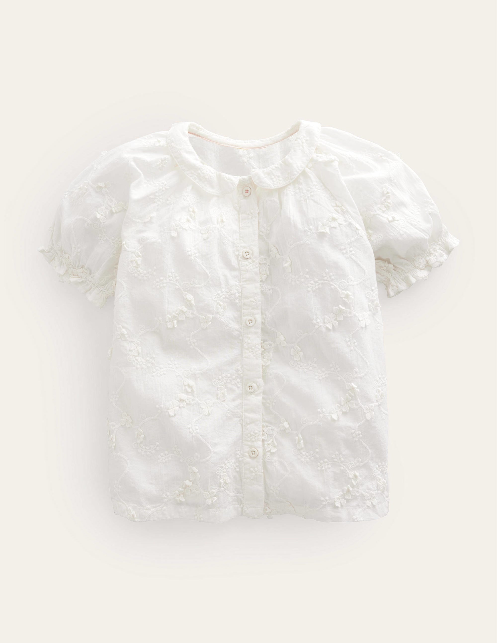 Short Puff Sleeve Top-Ivory - Image 1