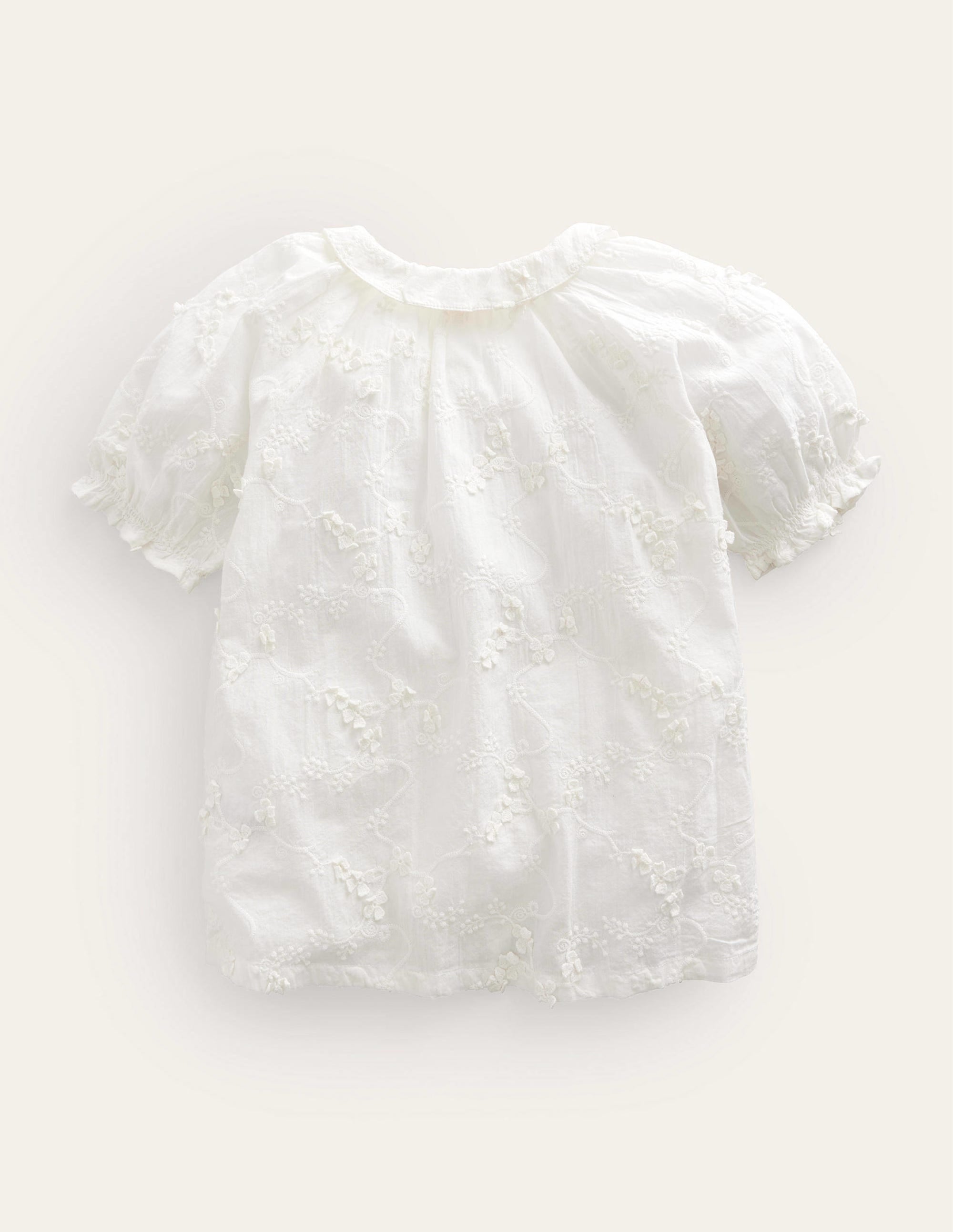 Short Puff Sleeve Top-Ivory - Image 2