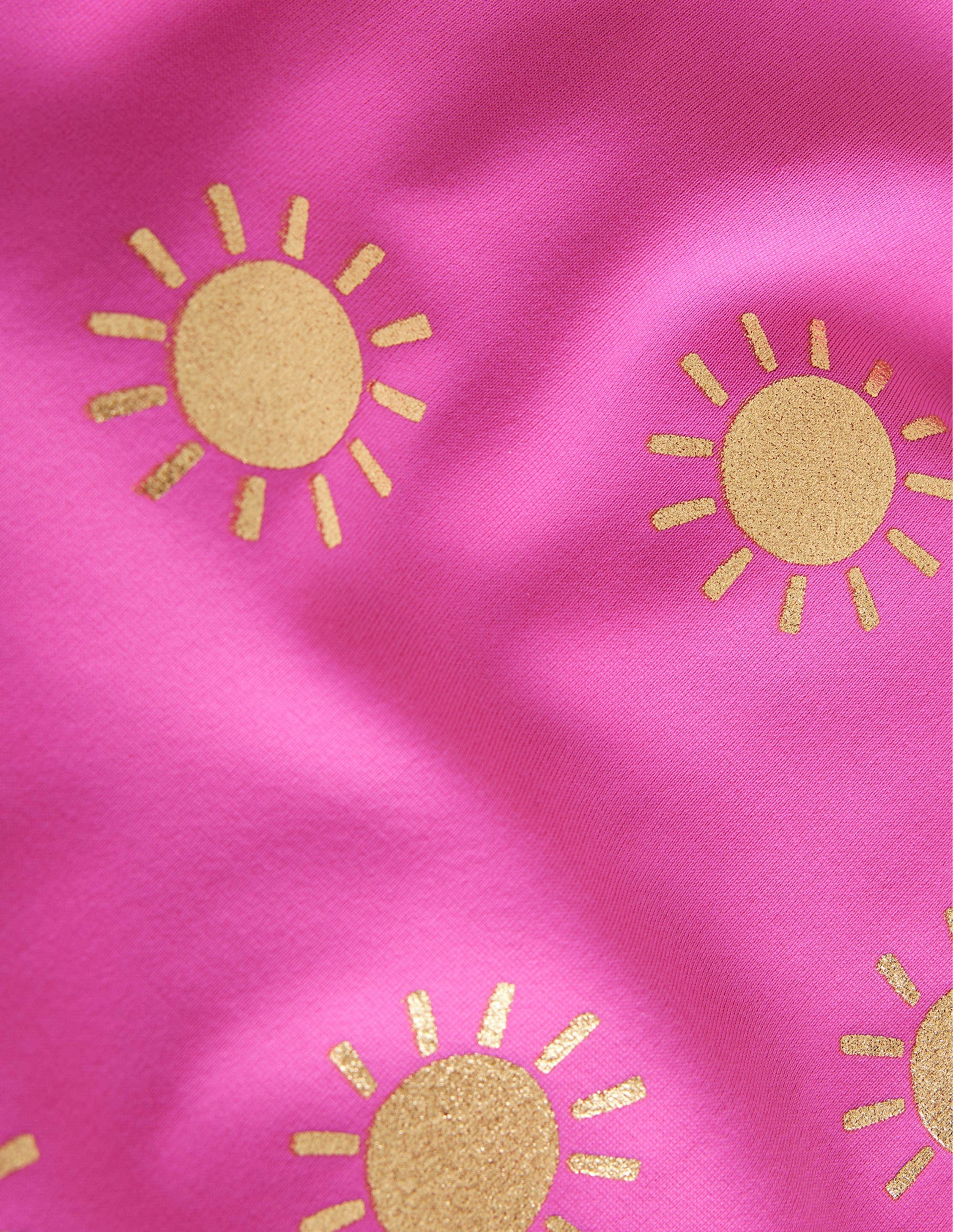 Cross Back Tankini Top-Tickled Pink Gold Foil Suns-3