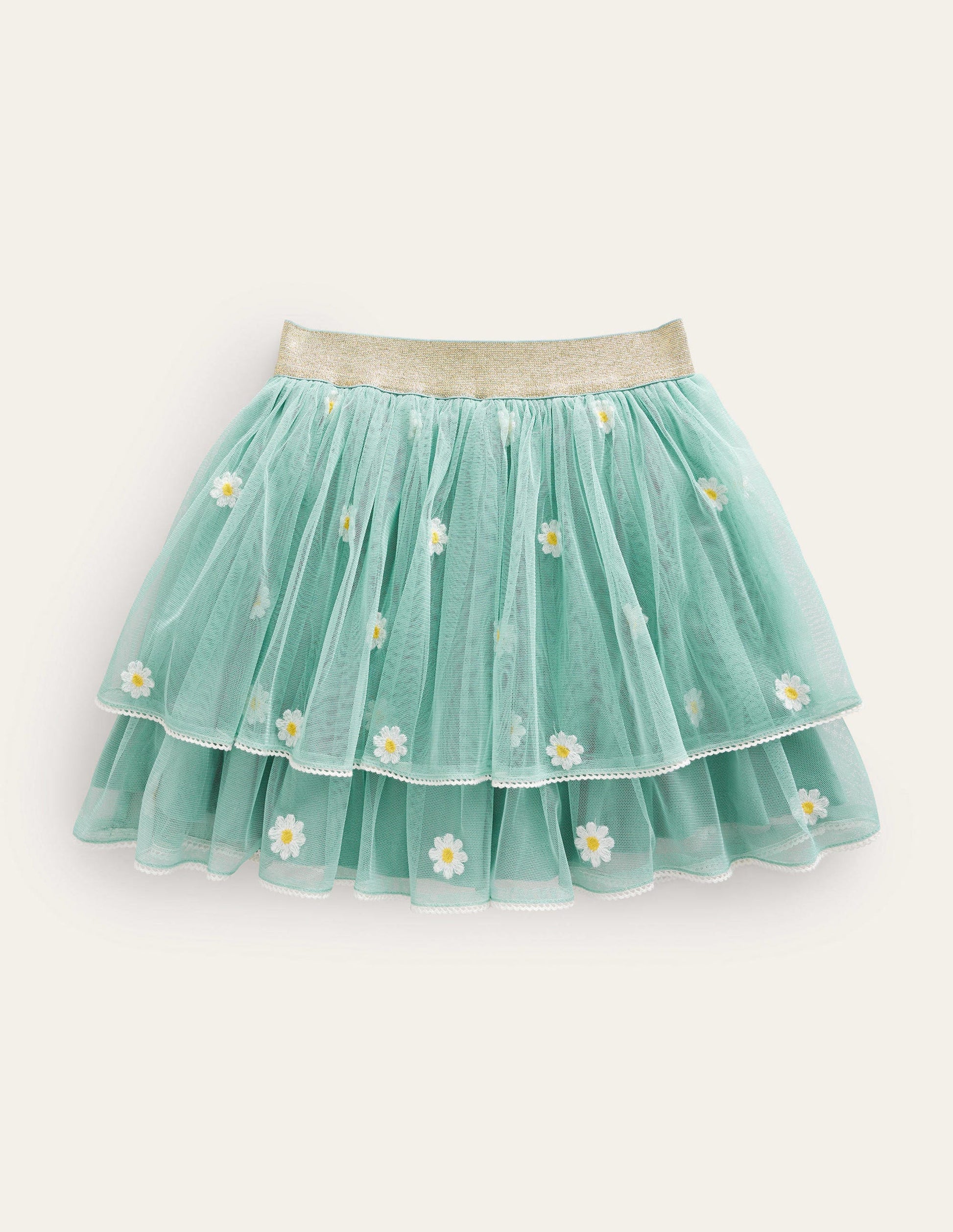 Embroidered Tulle Skirt-Hot Spring Daisy Embroidery-1