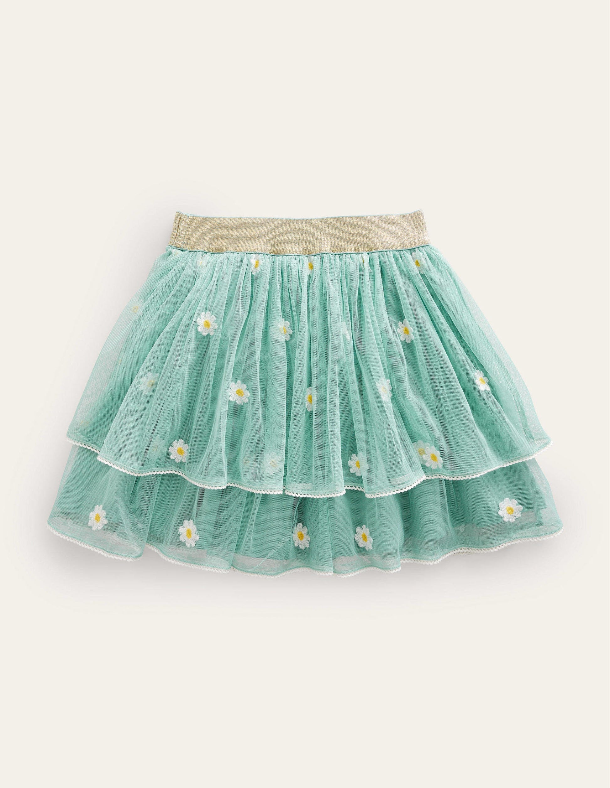 Embroidered Tulle Skirt-Hot Spring Daisy Embroidery-2