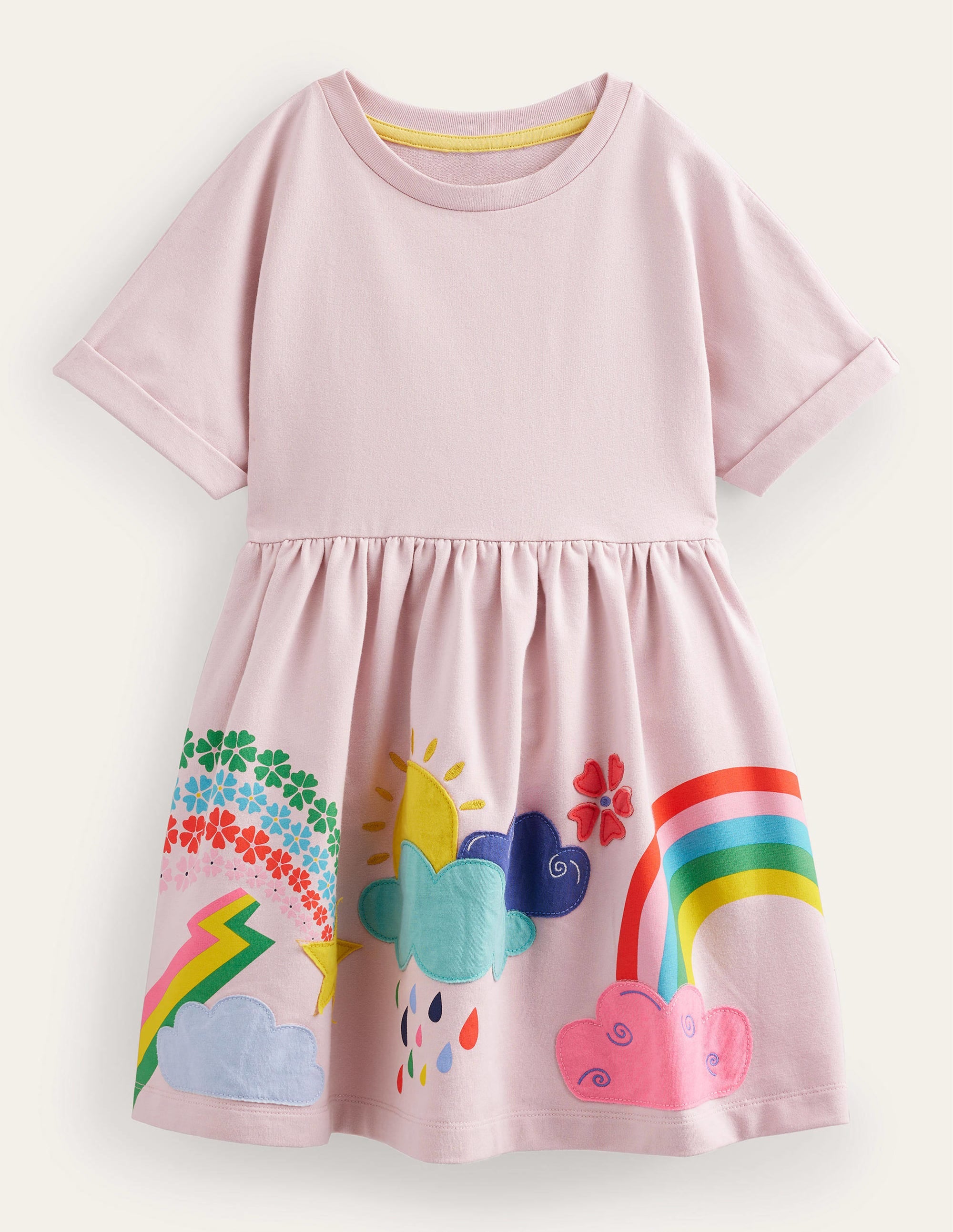 Appliqué Jersey Sweat Dress-French Pink Weather - Image 1
