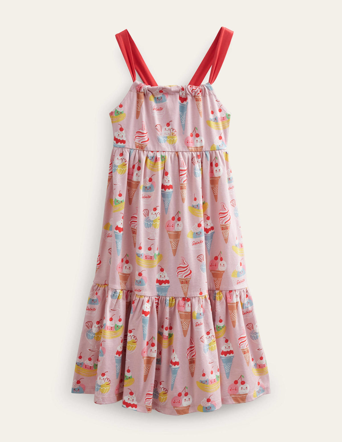 Tiered Jersey Maxi Dress-French Pink Ice Cream-1