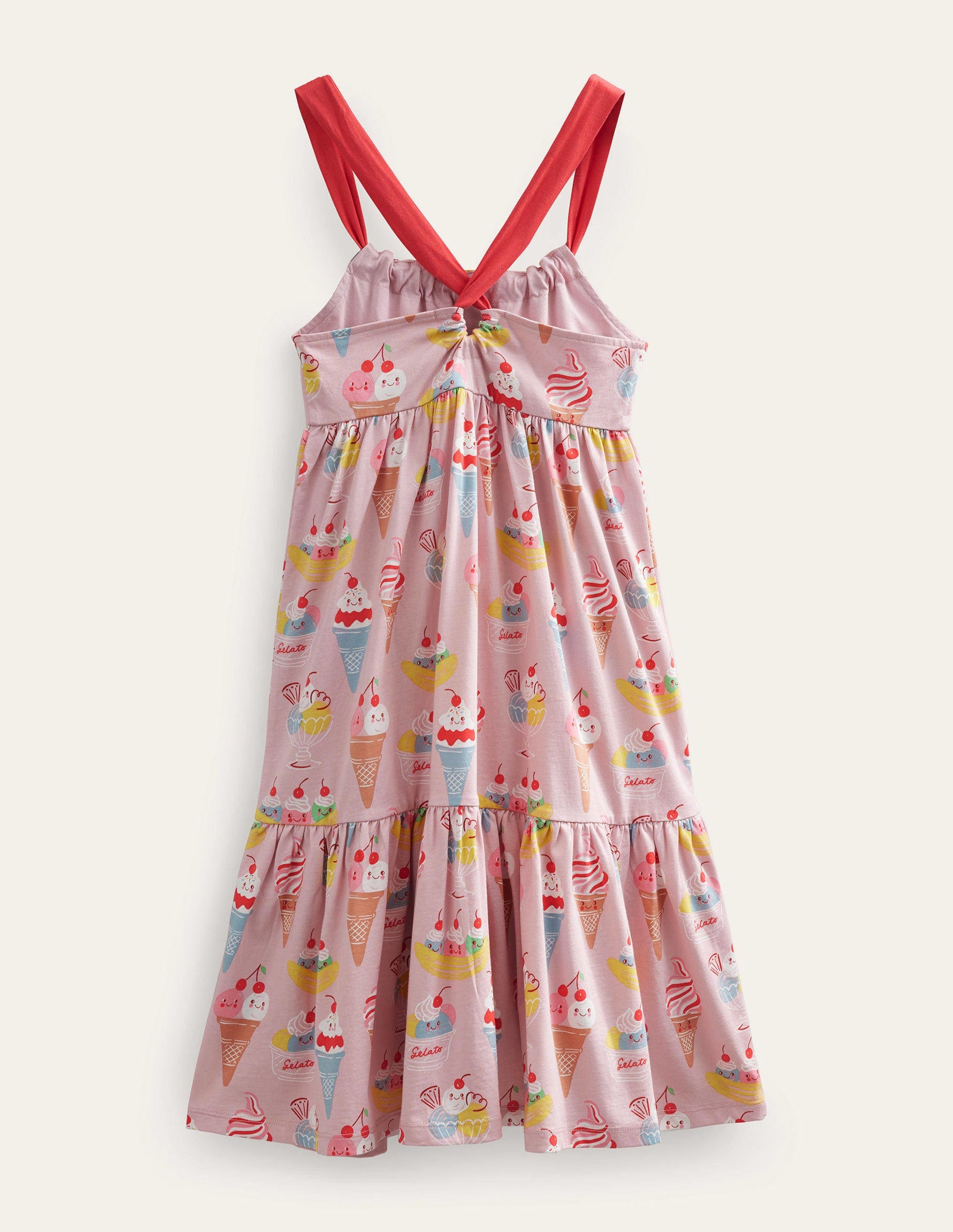 Tiered Jersey Maxi Dress-French Pink Ice Cream-2