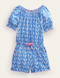 Printed Jersey Romper-Cabana Blue Birds