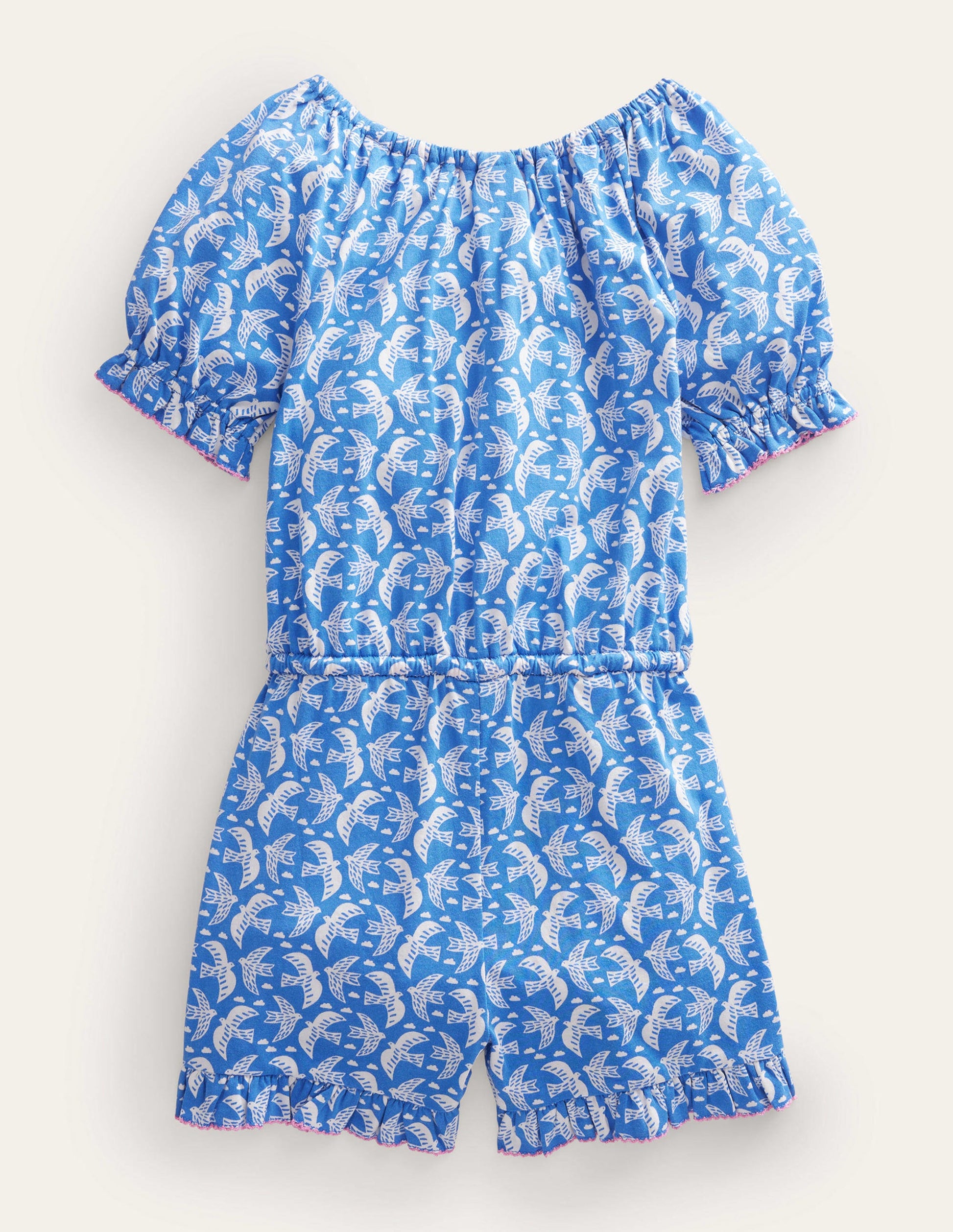 Printed Jersey Romper-Cabana Blue Birds-2