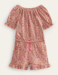 Printed Jersey Romper-Pink Blossom Paisley