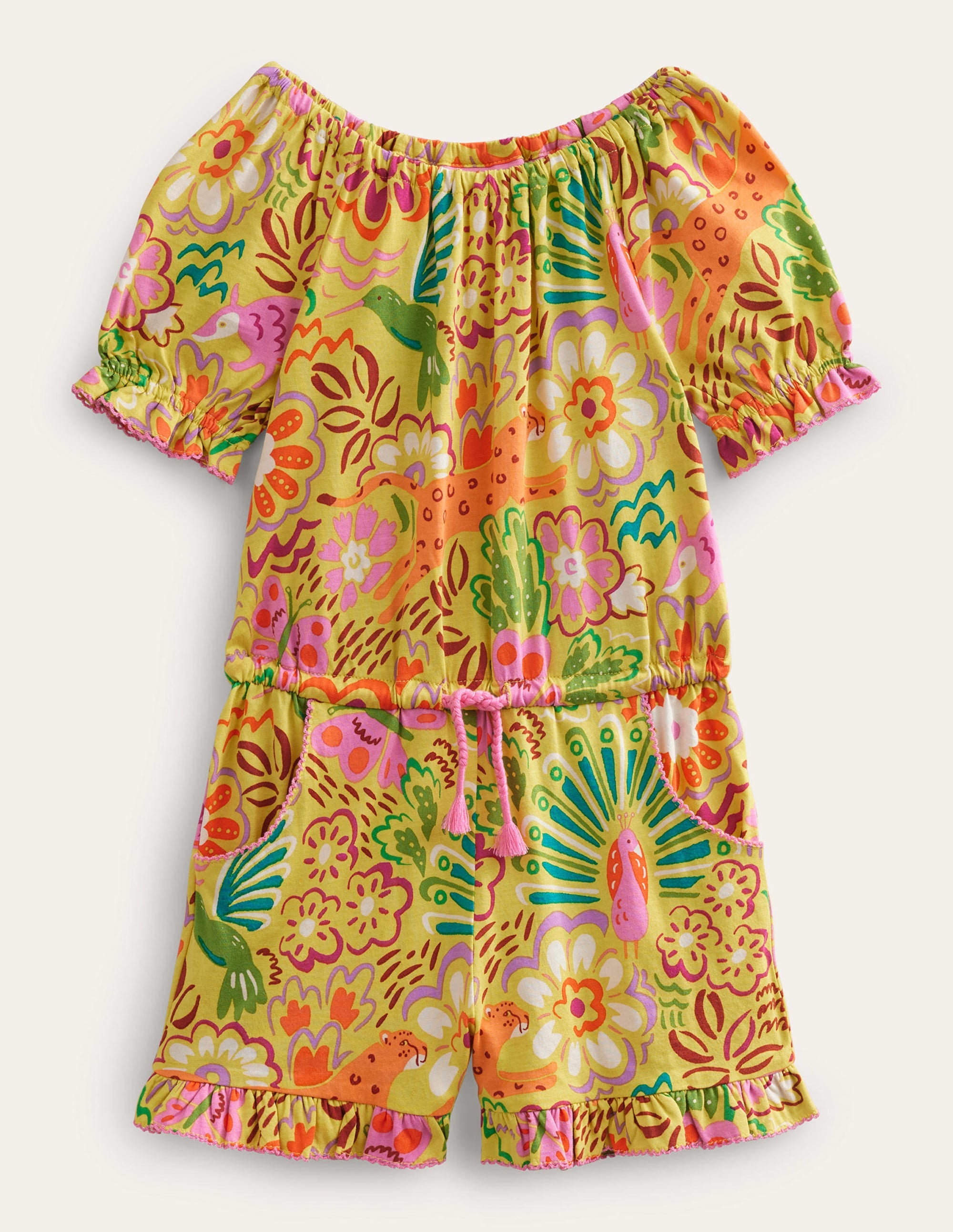 Printed Jersey Romper-Gooseberry Yellow Floral - Image 1