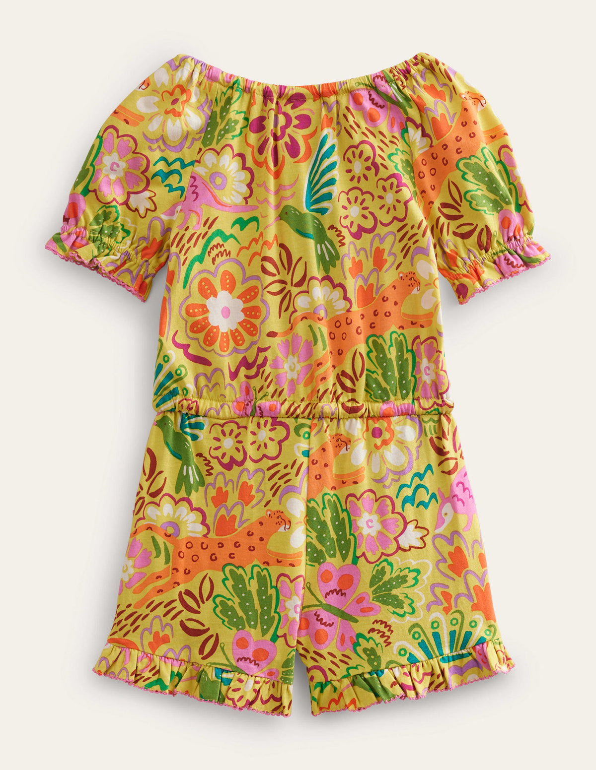 Printed Jersey Romper-Gooseberry Yellow Floral - Image 2