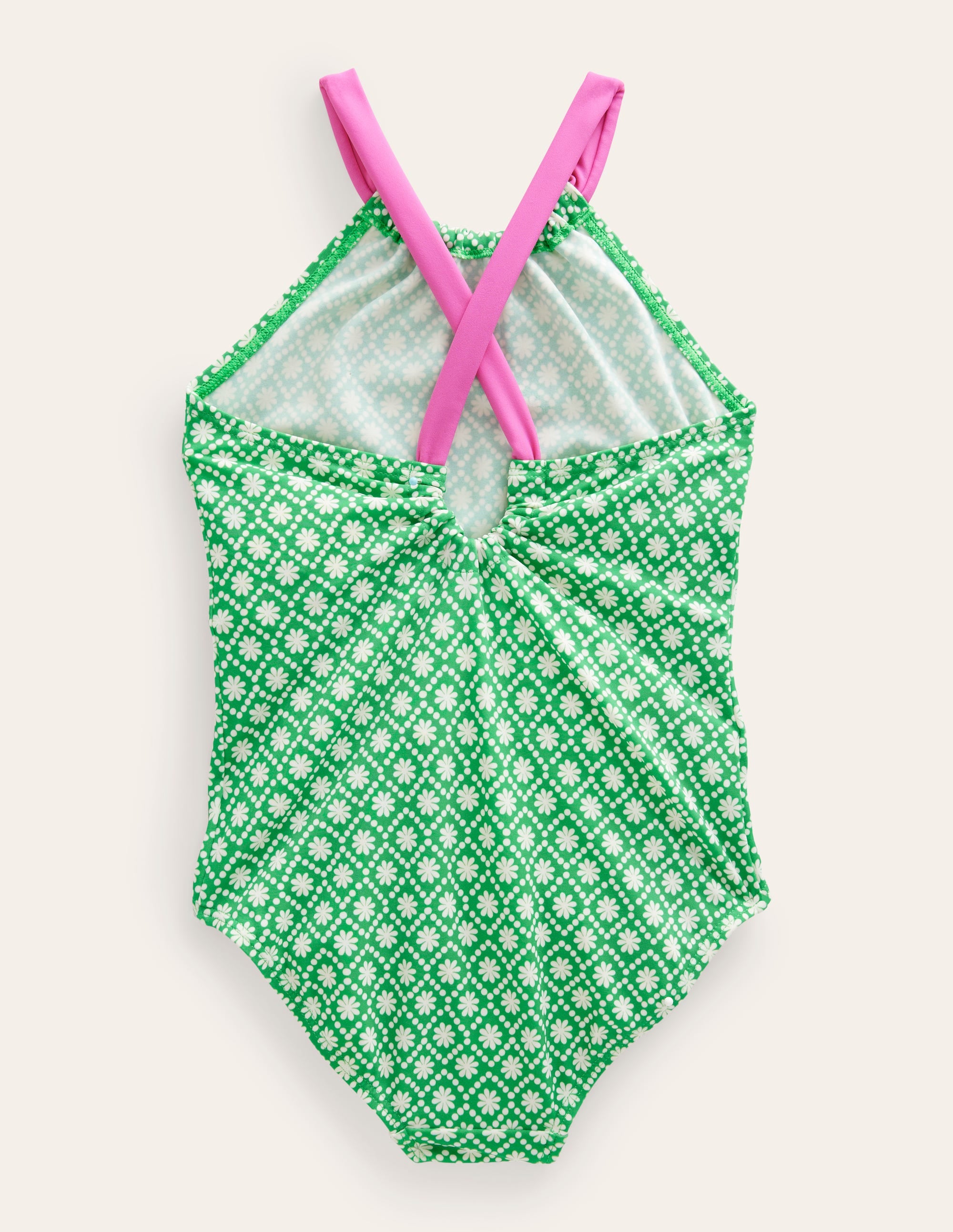 Loop Back Swimsuit-Ivory School Green Daisy Dot - Image 2