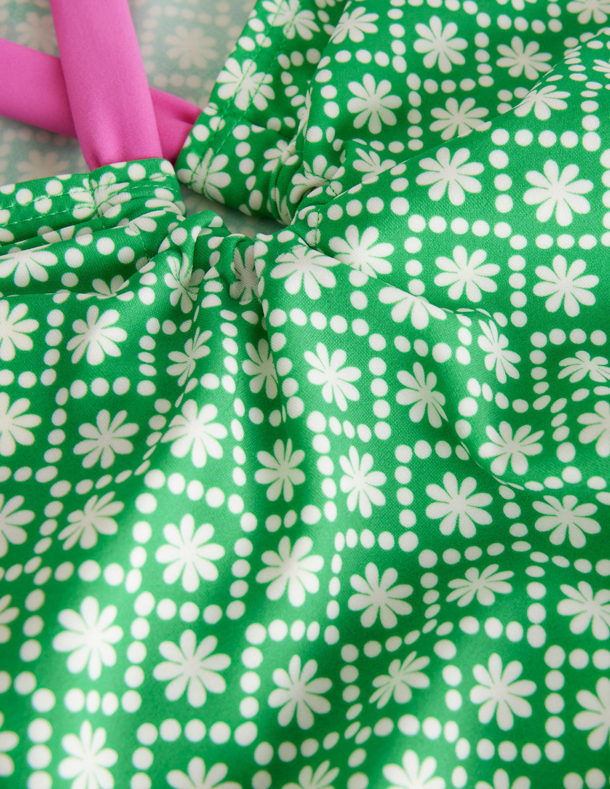 Loop Back Swimsuit-Ivory School Green Daisy Dot-3
