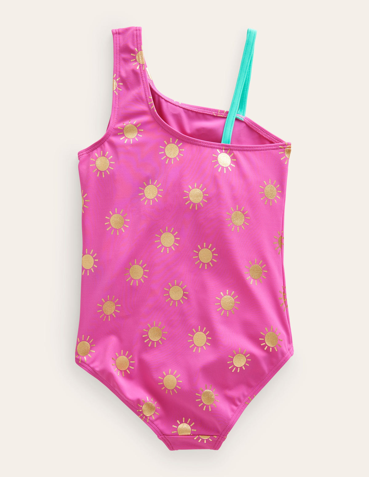 One Shoulder Swimsuit-Tickled Pink Gold Foil Suns - Image 2