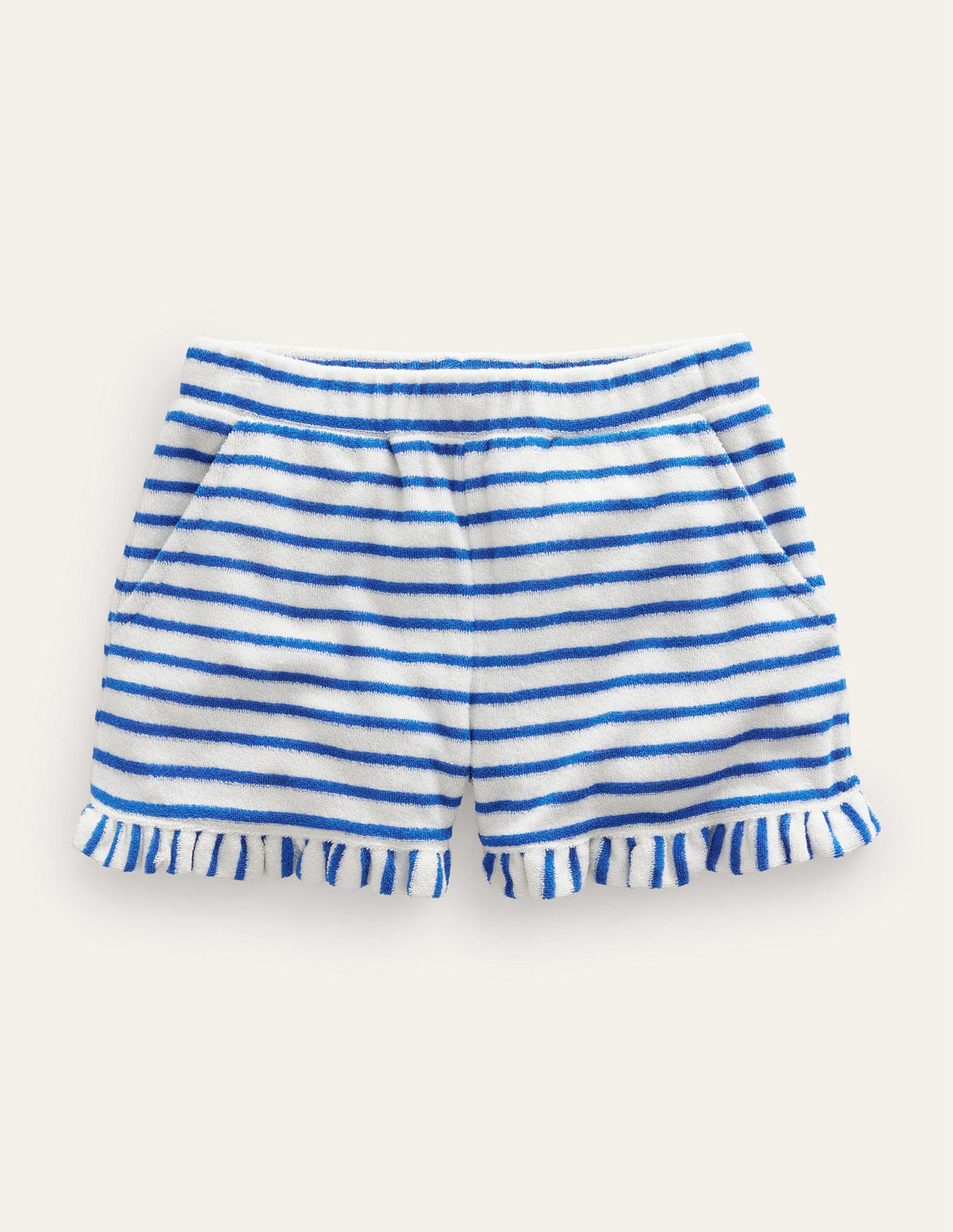 Frill Hem Towelling Short-Cabana Blue/Ivory-1