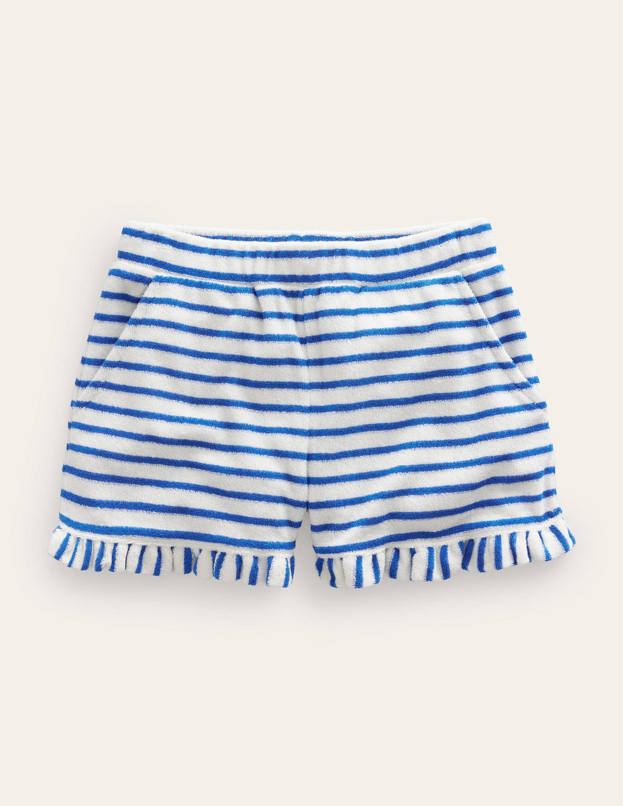 Frill Hem Towelling Short-Cabana Blue/Ivory - Image 1