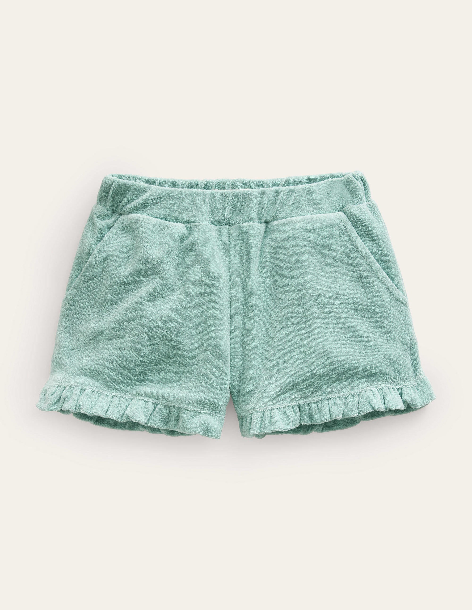 Frill Hem Towelling Short-Hot Spring Blue - Image 1