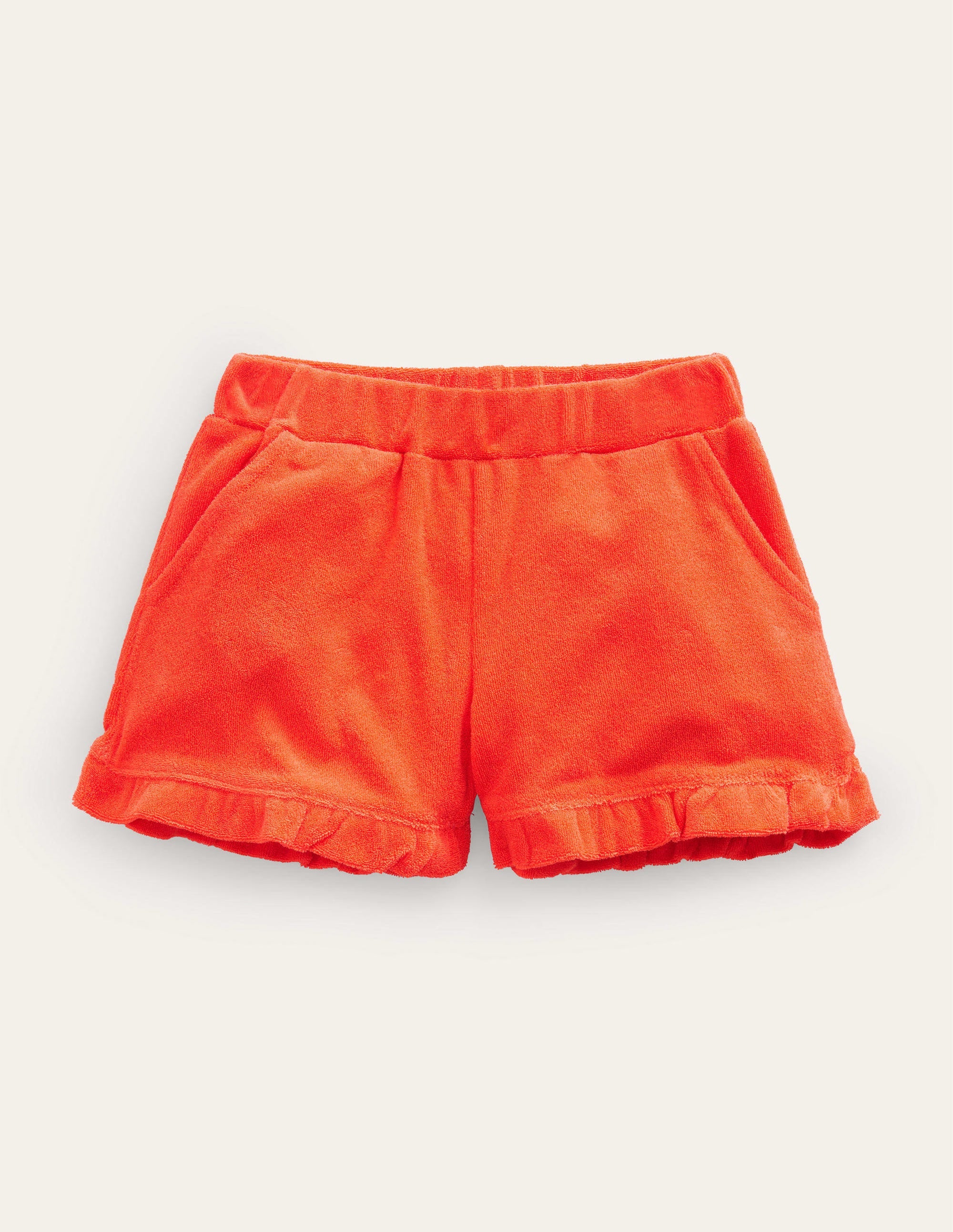 Frill Hem Towelling Short-Mandarin Orange - Image 1