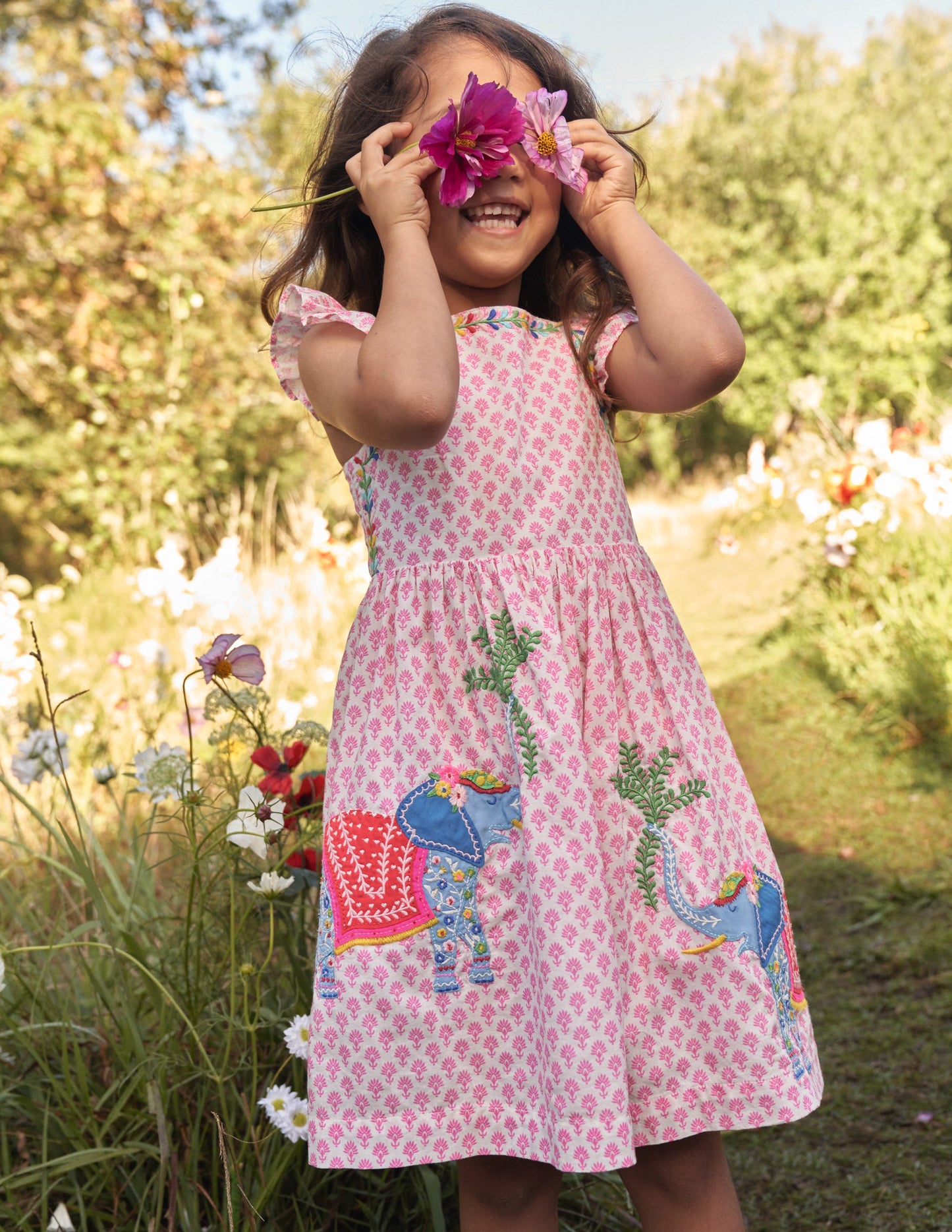 Appliqué Woven Dress-Plum Blossom Woodblock
