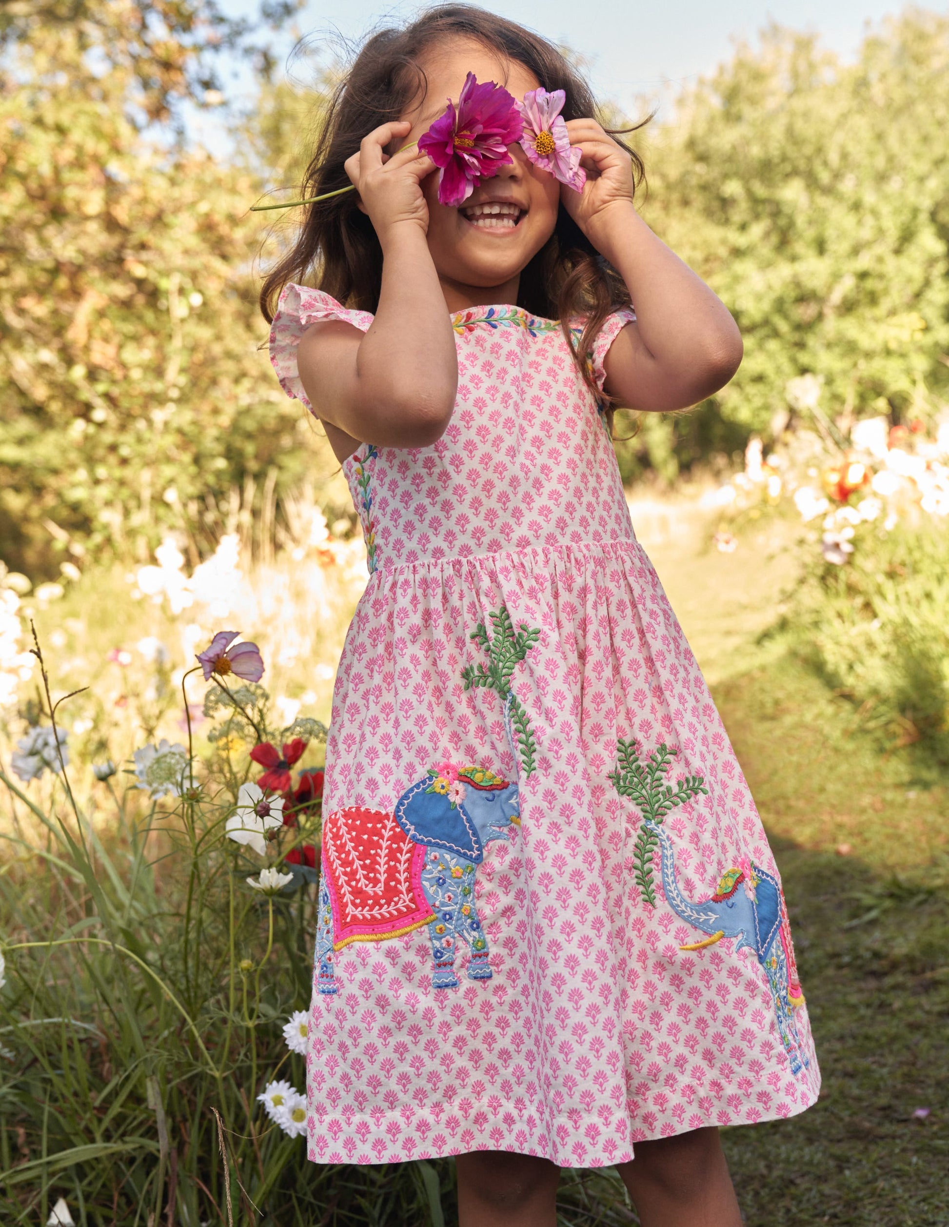 Appliqué Woven Dress-Plum Blossom Woodblock-4