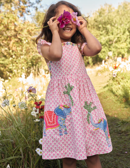 Appliqué Woven Dress-Plum Blossom Woodblock-4