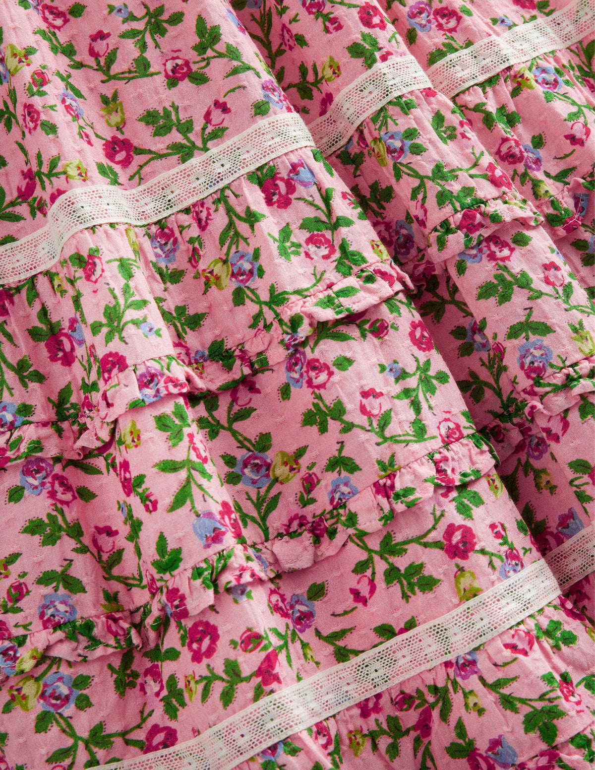 Printed Lace Trim Party Dress-Rambling Rose Pink-3