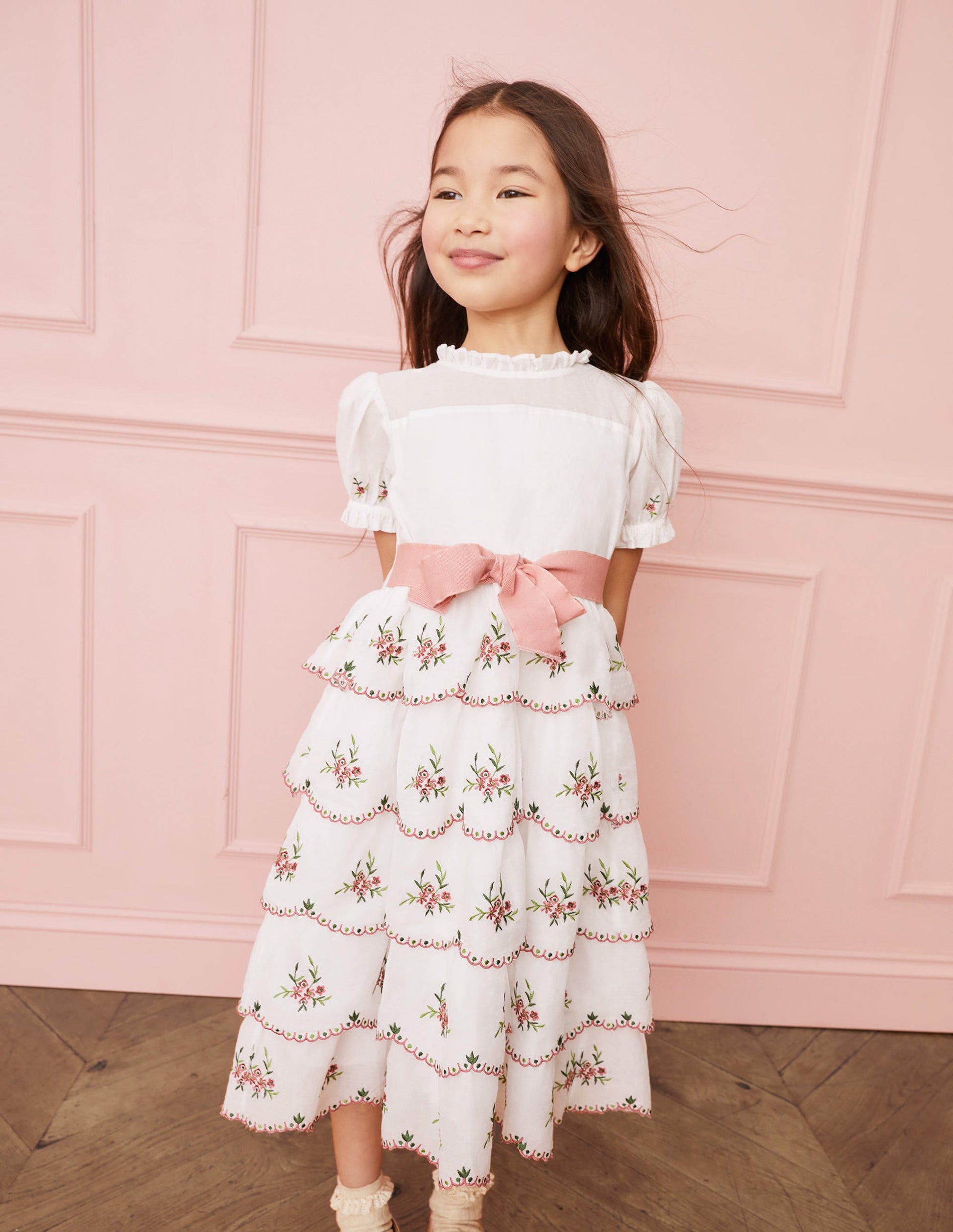 Embroidered Occasion Dress-Ivory-4