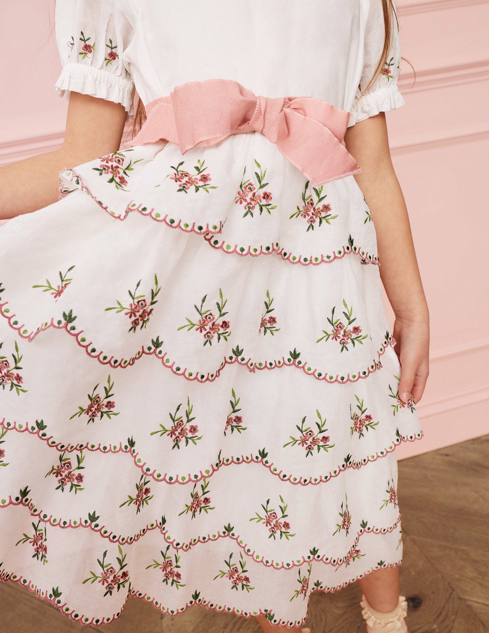 Embroidered Occasion Dress-Ivory-5