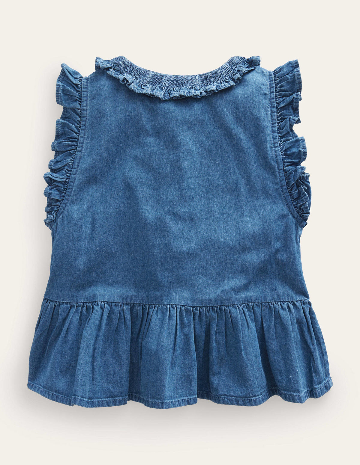 Chambray Frill Sleeve Blouse-Chambray Blue - Image 2
