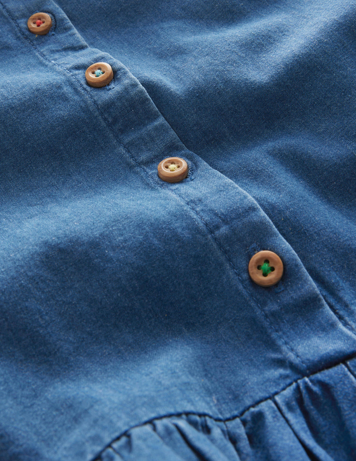 Chambray Frill Sleeve Blouse-Chambray Blue-3