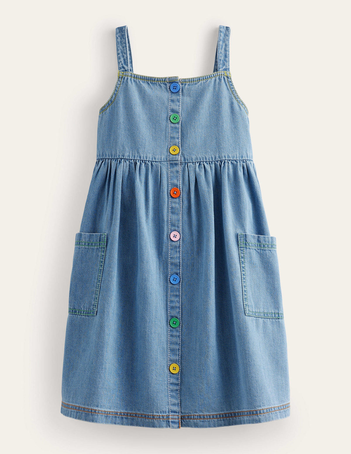 Button Through Pinafore Dress-Light Vintage - Image 1