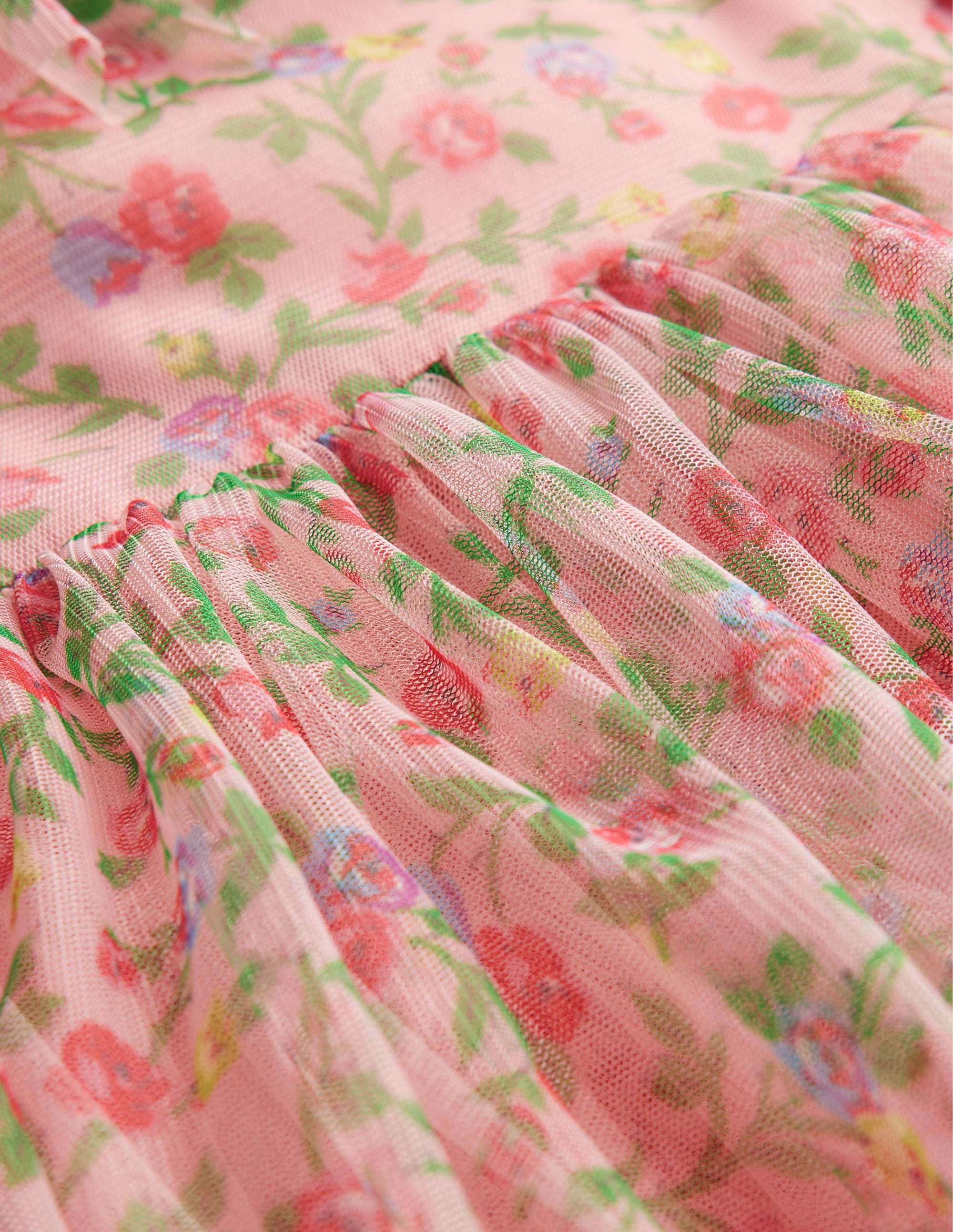 Frilly Tulle Dress-Rambling Rose Floral - Image 3