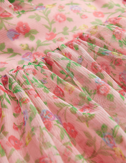 Frilly Tulle Dress-Rambling Rose Floral-3