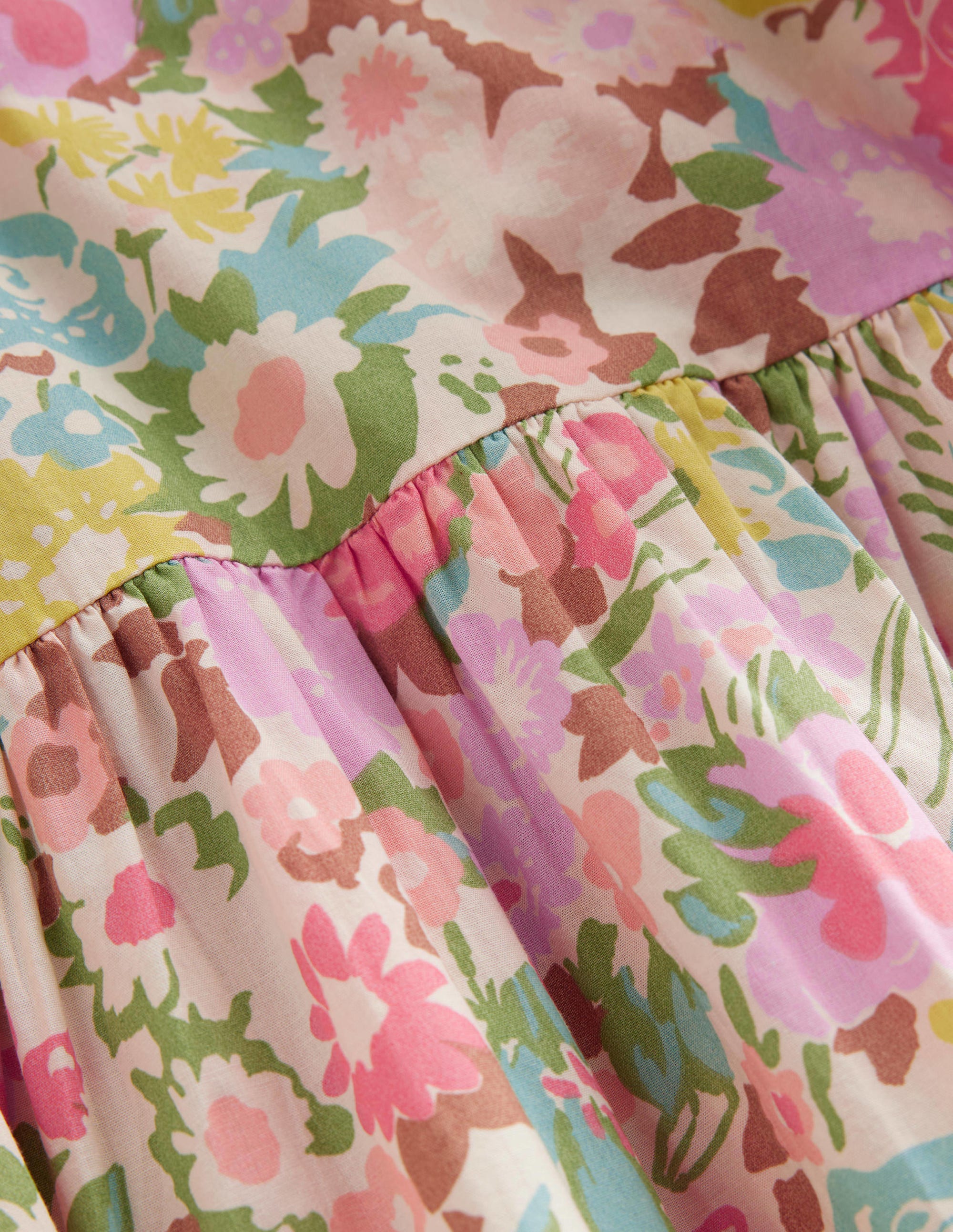 Tiered Printed Cotton Dress-Multi Painterly Floral - Image 3