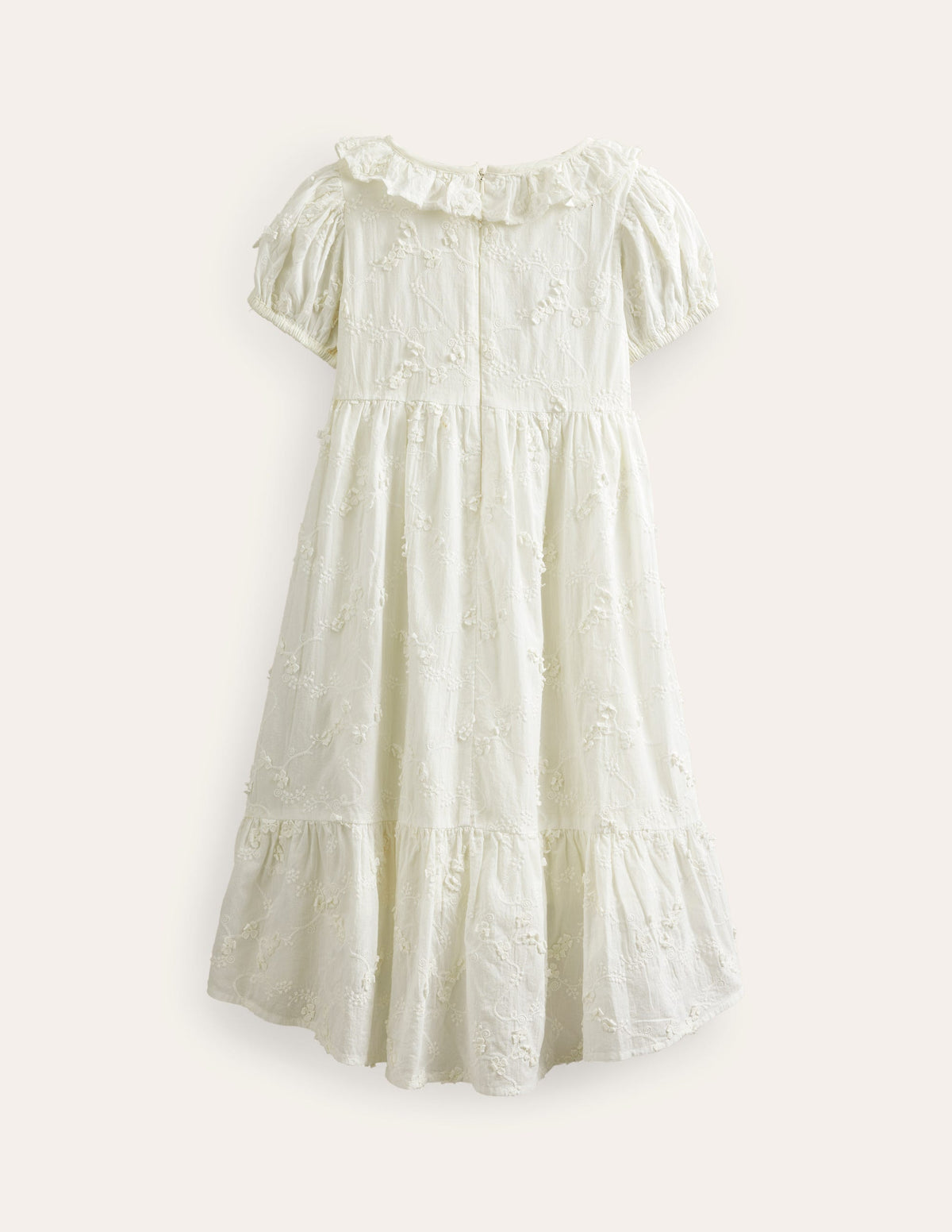 Dip Hem Broderie Dress-Ivory-2