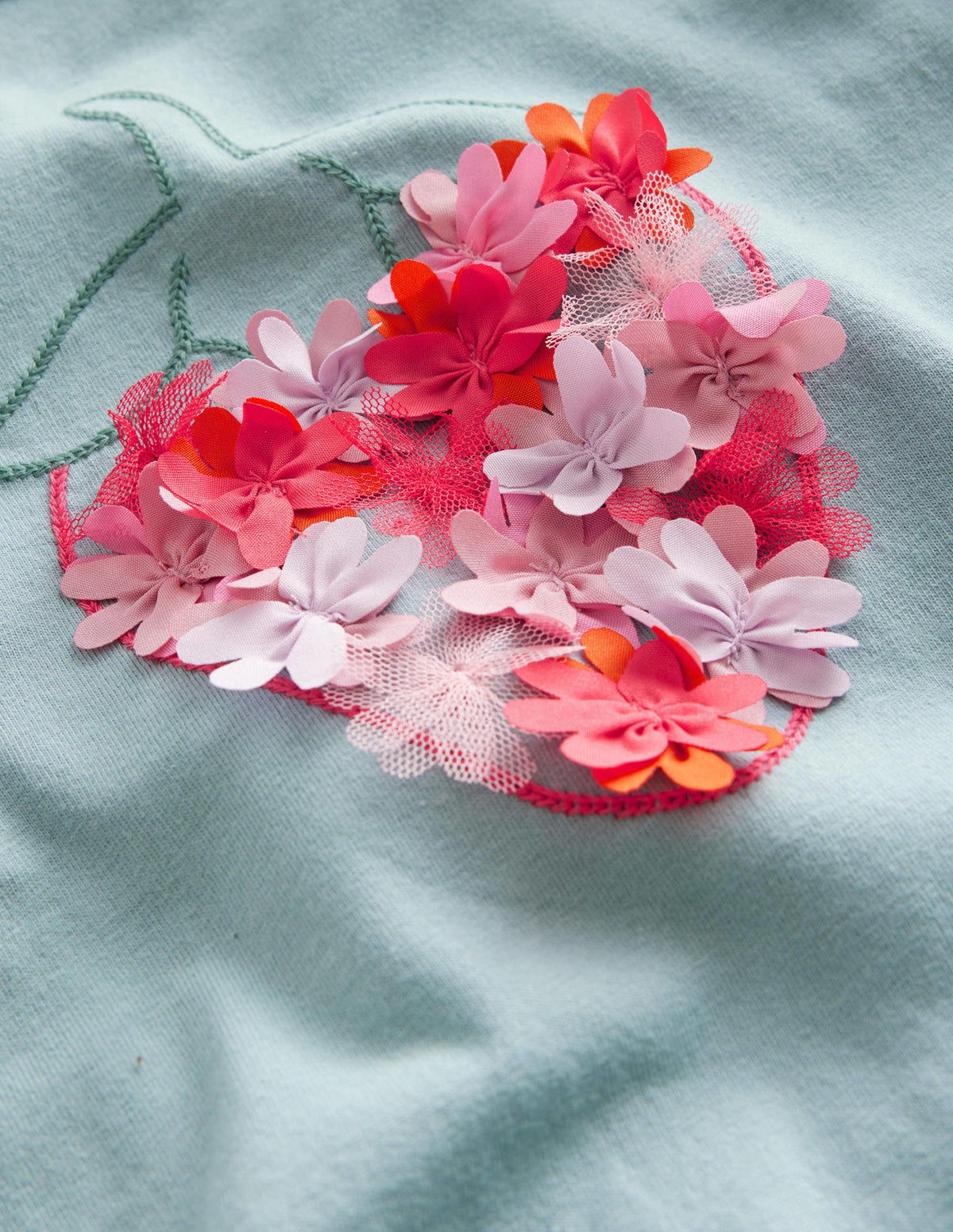 Embroidered Flutter Top-Tourmaline Blue Strawberry-3